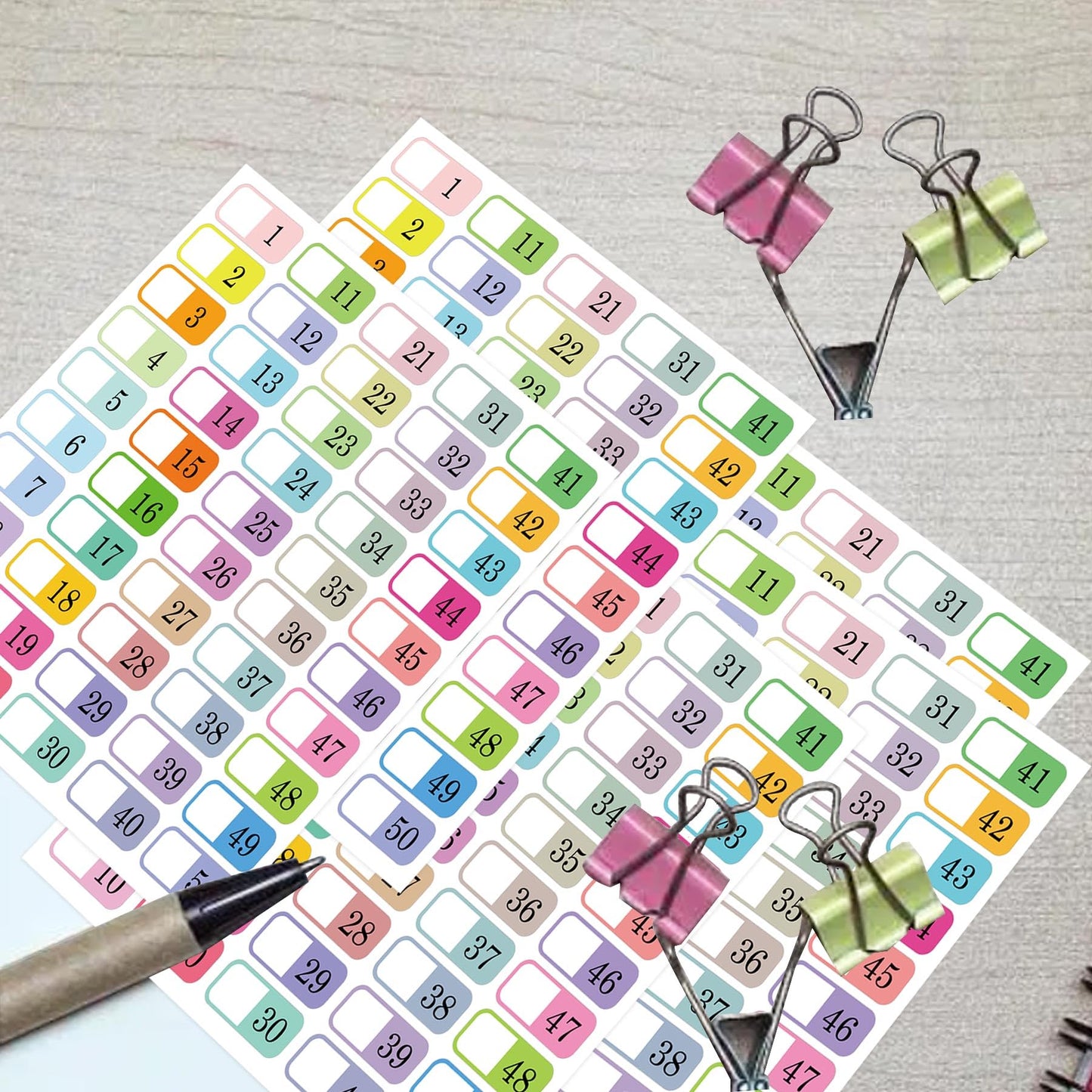 1 to 50 Number Index Labels Multicolor Alphabet Tabs File Folder Labels A-Z Tab Dividers Stickers for 3 Ring Binders - Notebook Classify Files Contents Page Address Book Folder 250 Pack