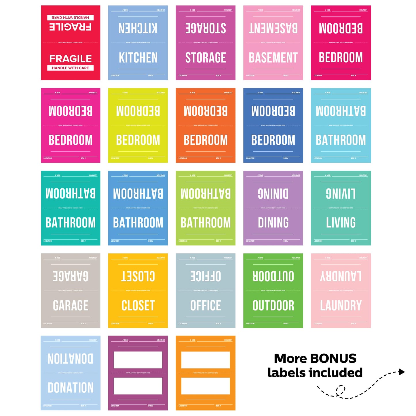 Home Packing Labels - 160 Set Color-Coded Moving Stickers, New Easy Peel Backing, Includes Blank Labels for Custom Notes | 4x5 Inches | USA Owned Business