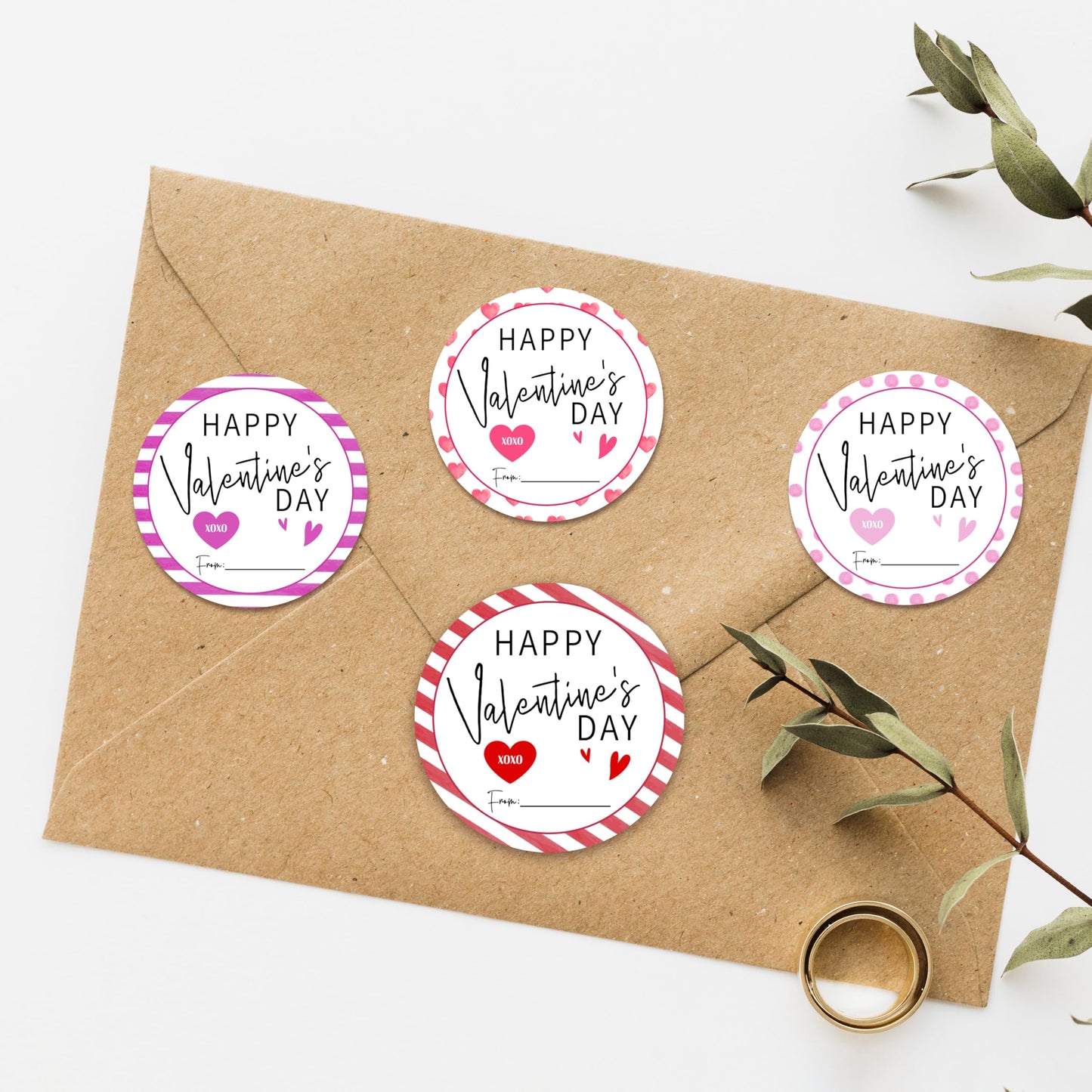 10 Pcs of 4 Different Design Valentine's Day Stickers, Happy Valentine's Day, Suitable for Gift Boxes, Envelopes, Snack Seals, Valentine Party Supplies & Favor - A01 Red & Purple & Pink