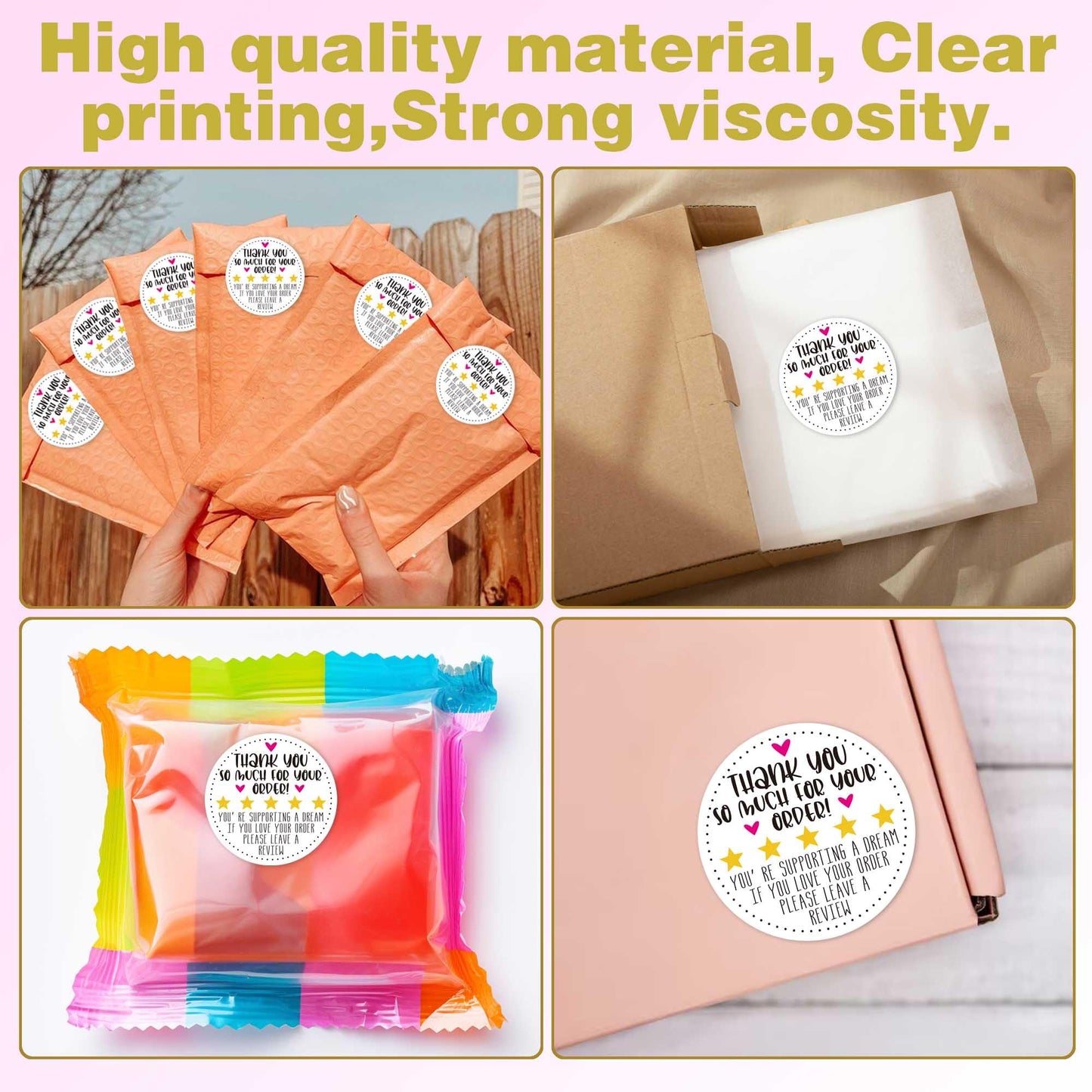 Thank You for Your Order Stickers Roll, Star Review Stickers, Handmade stickers Roll, Please Leave a Review Stickers, Happy Mail Stickers - 500pcs, Round White Round Order Review