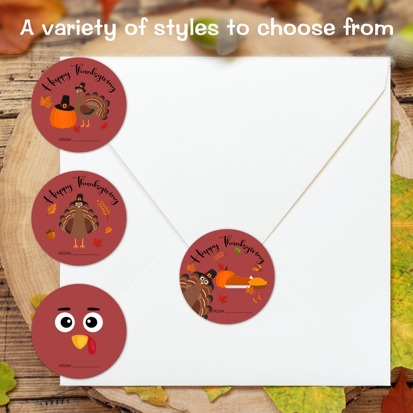 2" Thanksgiving Stickers Set, Turkey & Pumpkin, Thanksgiving Envelope Seals, 4 Styles 10 Adhesive Labels Each, Fall Thanksgiving Stickers,Party Supplies & Favors for Thanksgiving - A01