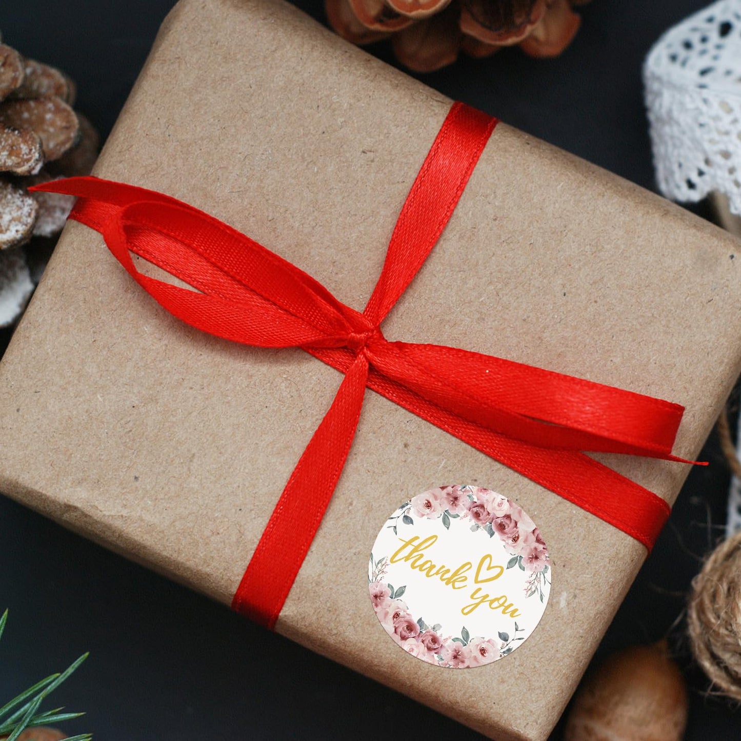 Round Thank You Stickers, 500 PCS Business Packaging Labels for Online Retailers, Handmade Goods, Bakery, Gifts, Art & Crafts