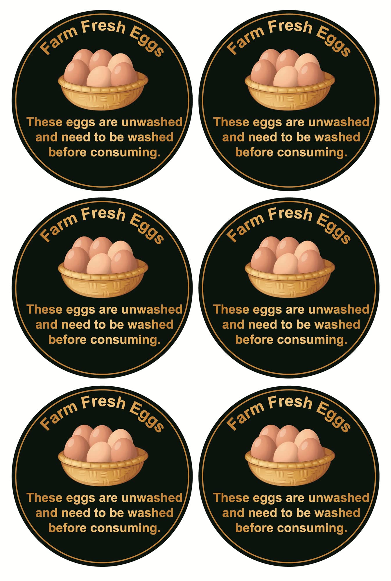 Unwashed Farm Fresh Egg Stickers,2 inch 300pcs Black Unwashed Farm Fresh Eggs for Carton