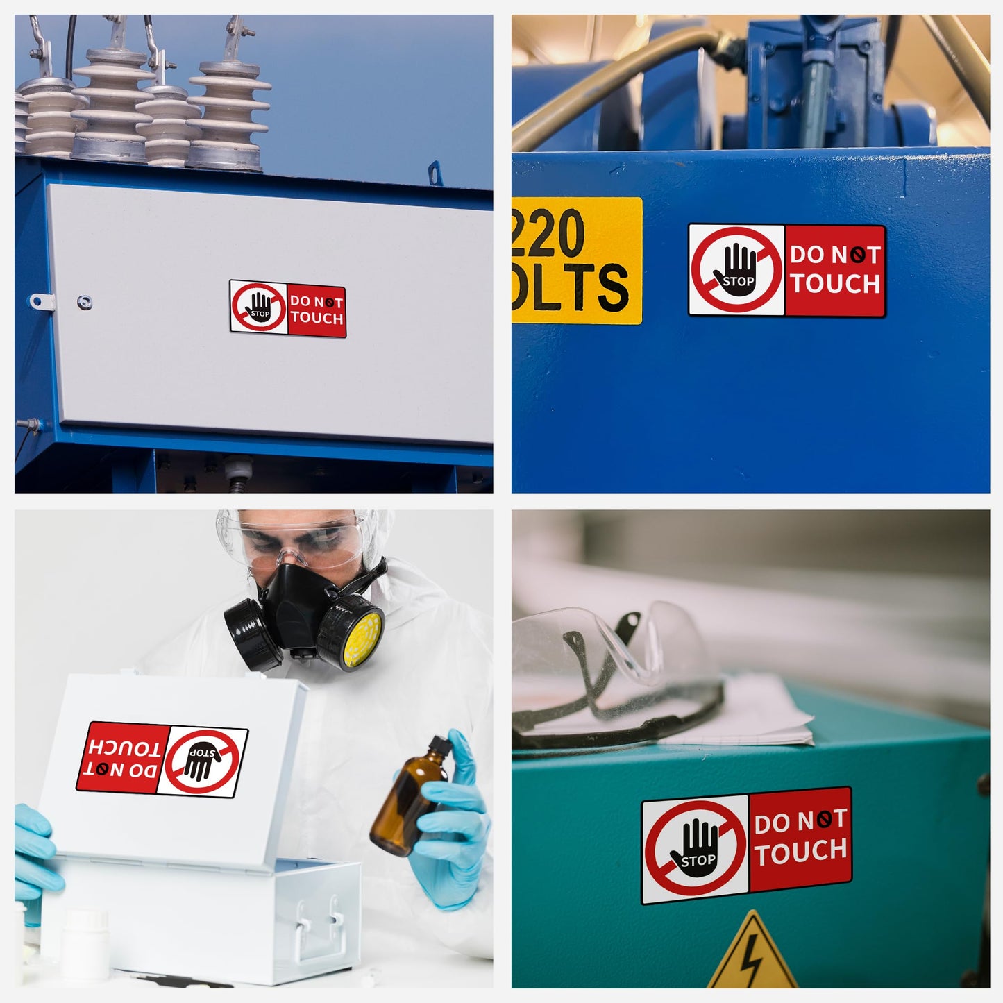 4 PCS Do Not Touch Warning Stickers,Self Adhesive Peel and Stick Vinyl Decal Do Not Use Hand Sign for Wall, Cars, Laptops, Glass, Toolbox Rectangle