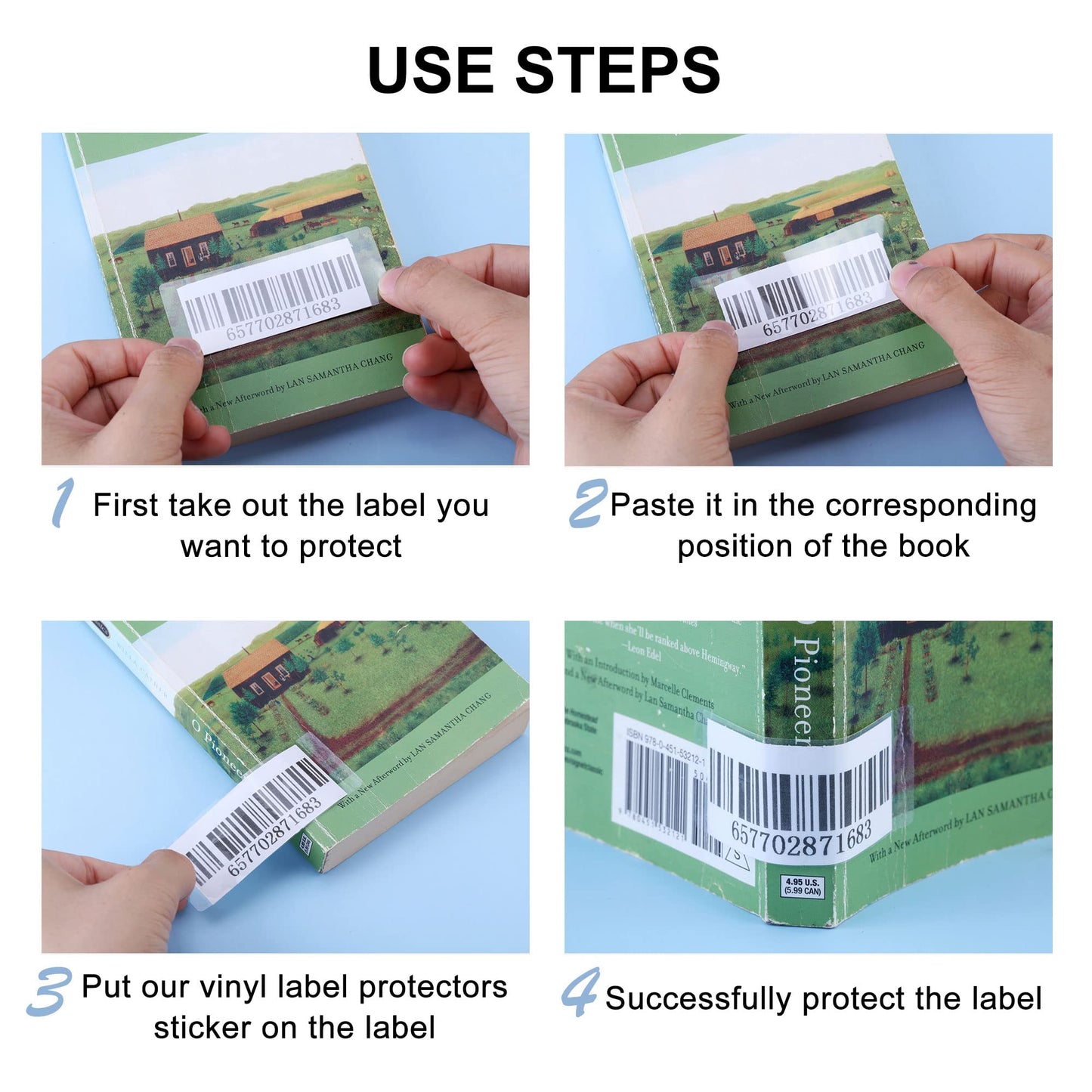 Yoption 500 Pieces Clear Label Protectors 3.15×1.2inch, Transparent Label Protectors Waterproof Clear Labels for Protecting Barcodes, Envelope, Books, Clothes Food Labels, Numbers and Stickers