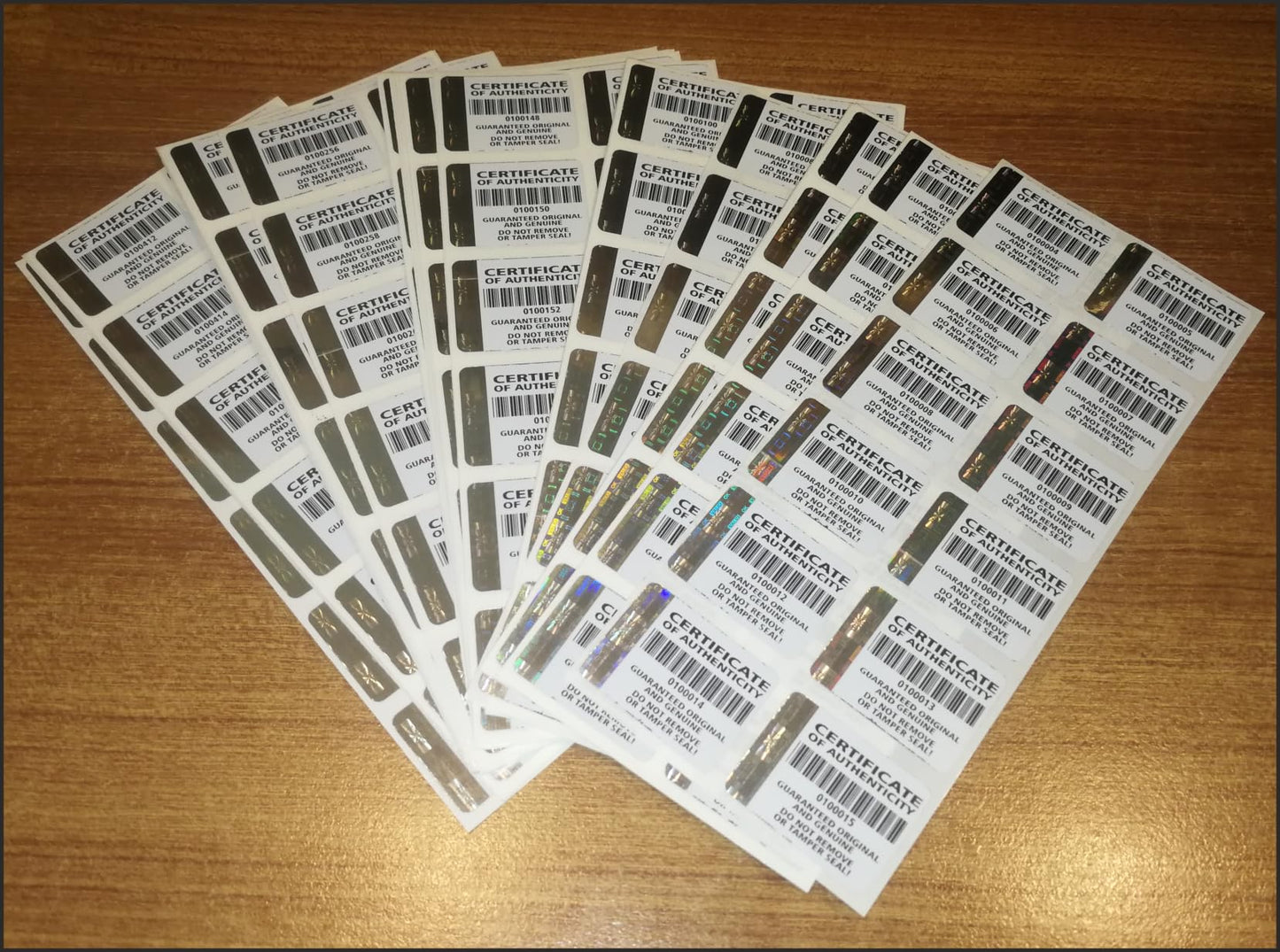 500 pcs Certificate of Authenticity Labels Security Stickers with Hologram Stripe 1.26 x 0.94 inch