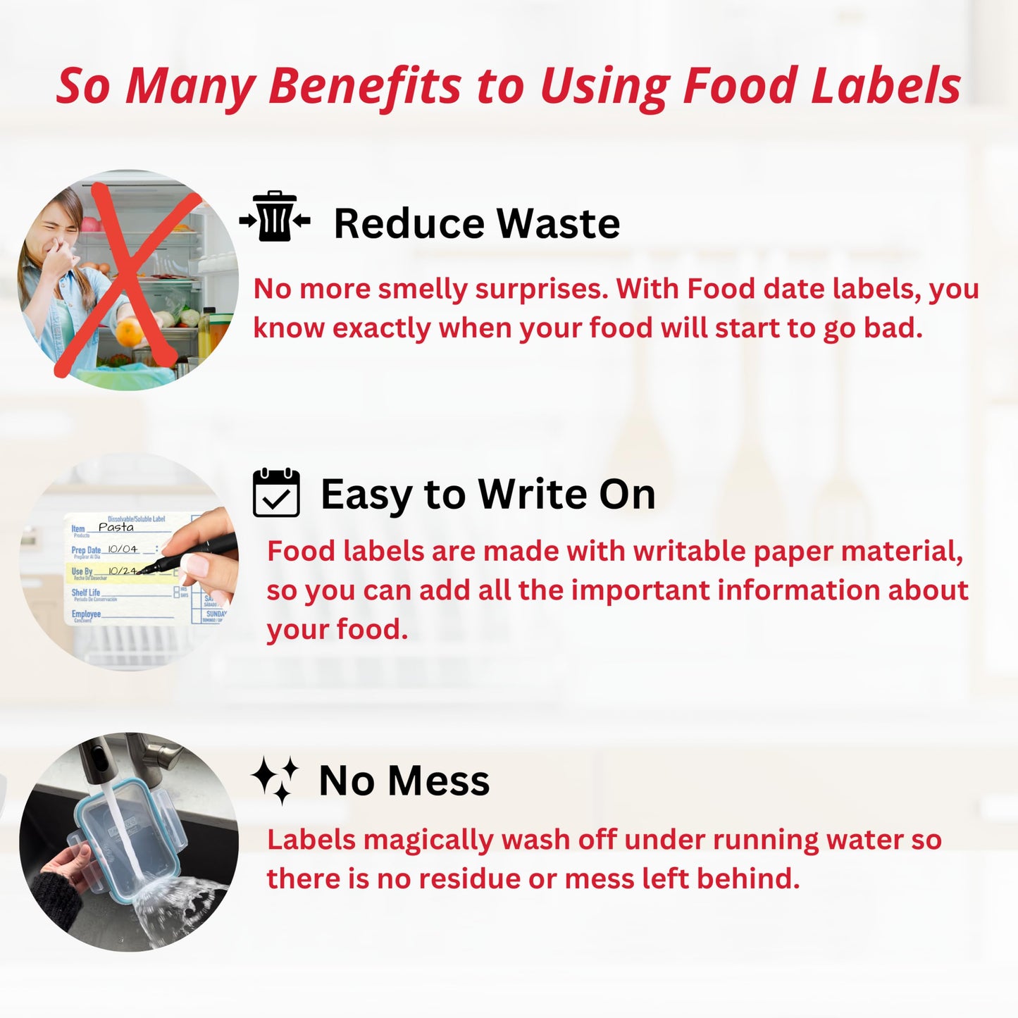 2x3 Labels - 1000 Dissolvable Stickers, Kitchen & Freezer Labels, Baby Food Containers