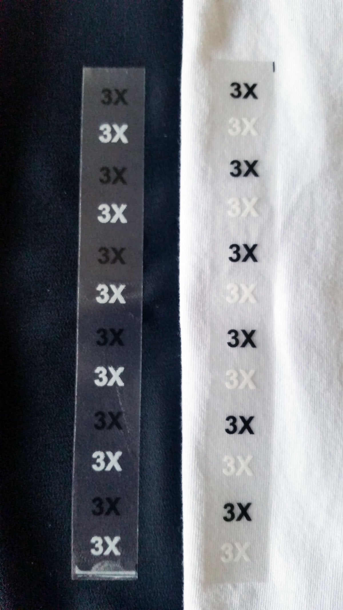 3X Modern Style Clear Clothing Size Strip Stickers 3/4 x 6 Inch 200 Labels on a Roll 3x