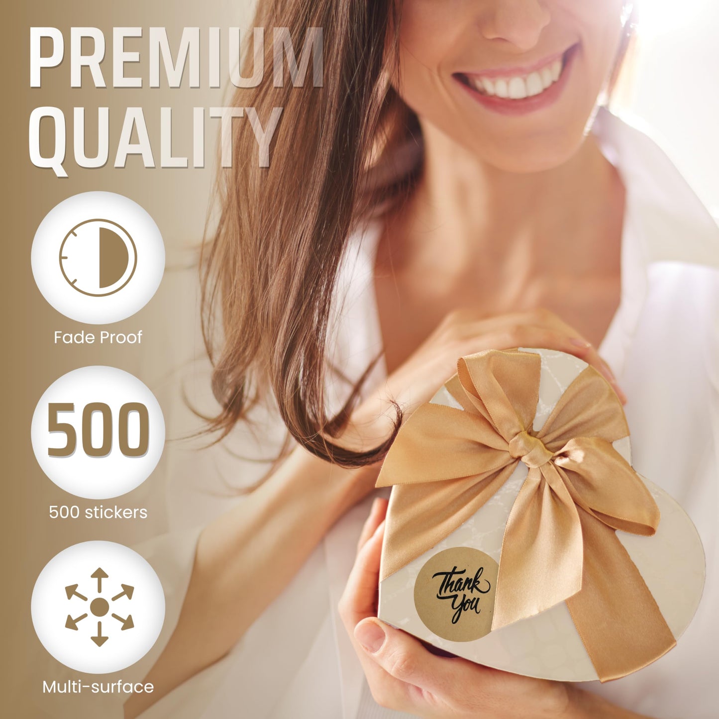 500 Kraft Thank You Stickers – 1.5 Inch Round Brown Paper Labels – Rustic Self-Adhesive Seals for Small Business Packaging, Gift Bags, Boxes, Envelopes, Bakery Orders & Customer Appreciation