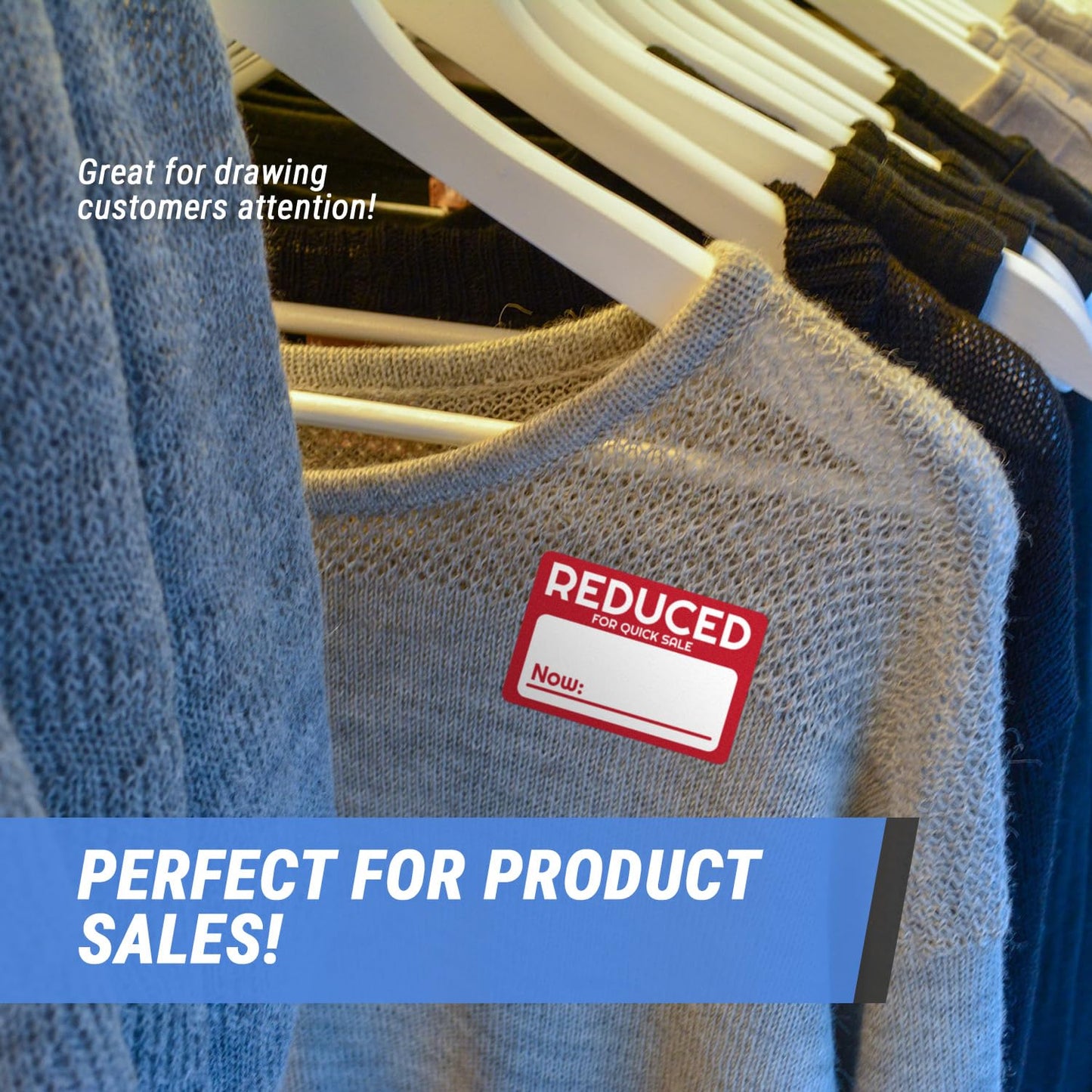 Reduced for Quick Sale Sticker Label - Red Discounted Price Sticker with Write in Price for Retail, Stores, Thrifting, Boutiques, Yard Sales - 300 Count 3 x 2 Inch Rectangle Label