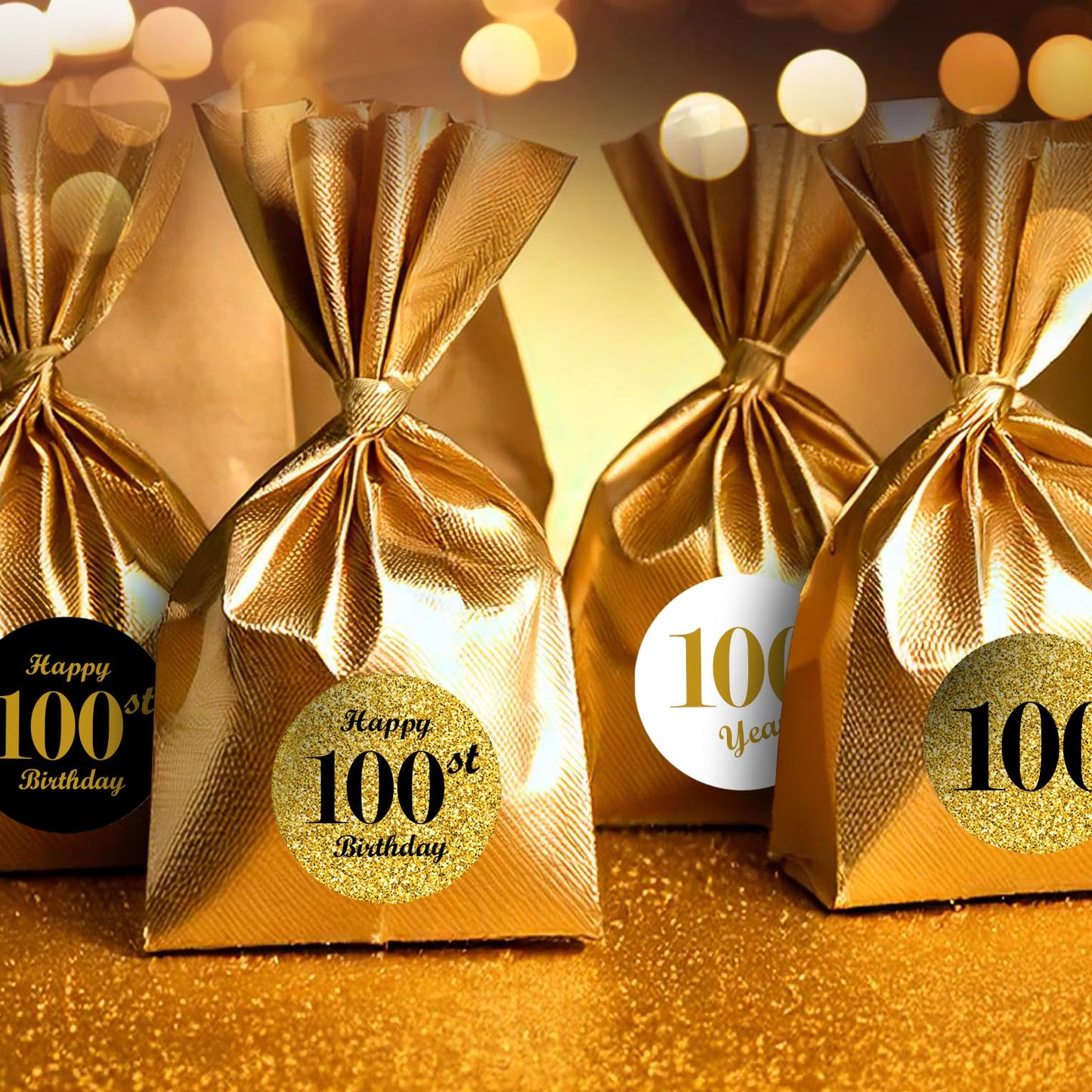 100th Birthday Kisses Stickers, (Set of 324) Chocolate Drops Labels Stickers for 100 Birthday, Party Favors Decor for Kisses. Made in USA, 9 Designs (36 Stickers of Each)