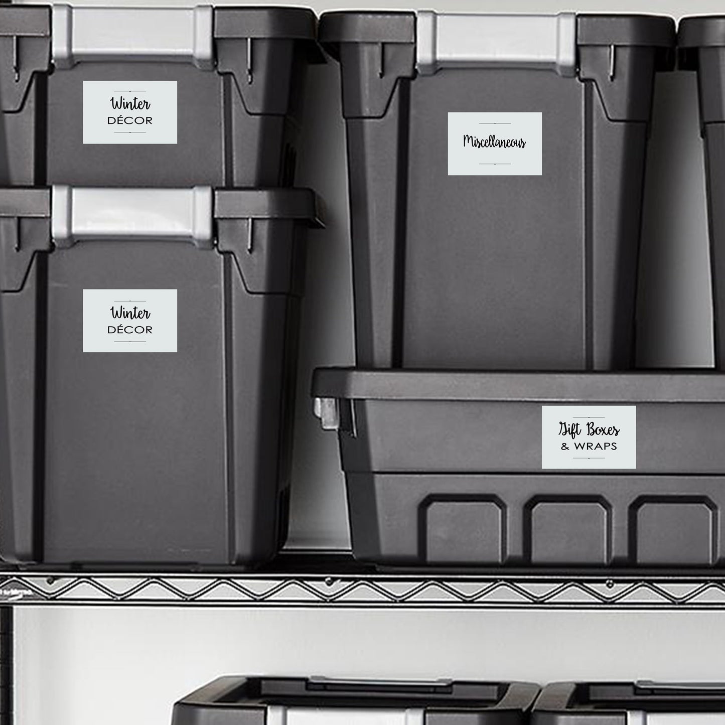 Mintitude Waterproof Storage Stickers for Organizing Bins and Containers, Preprinted Home, Garage, Basement Organization Labels (20 Pack) 20