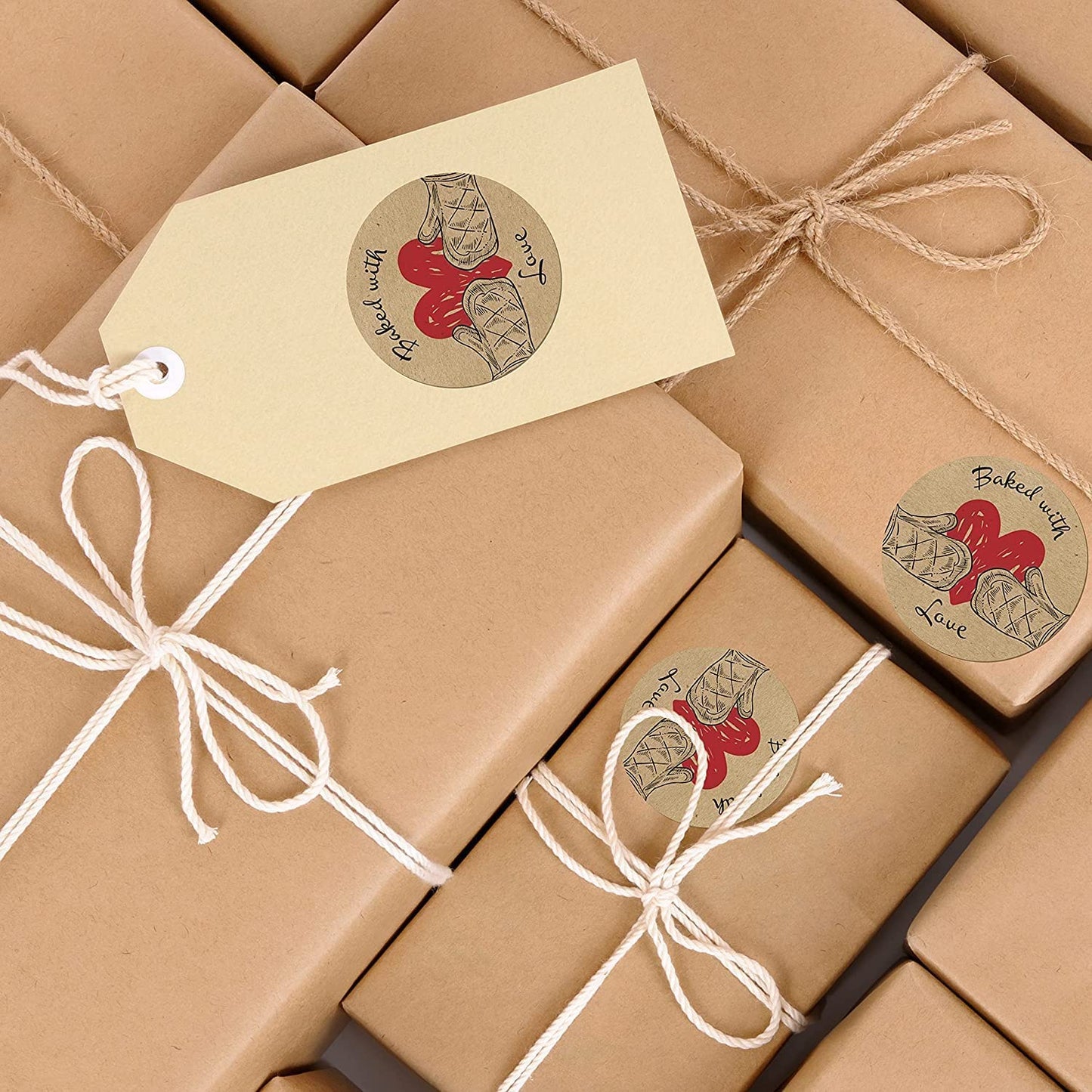 Baked with Love Labels | 500 Count | 1.5 Inch | Adhesive Baking Stickers | Bakery Bags | Candle & Soap Packaging 1 Roll