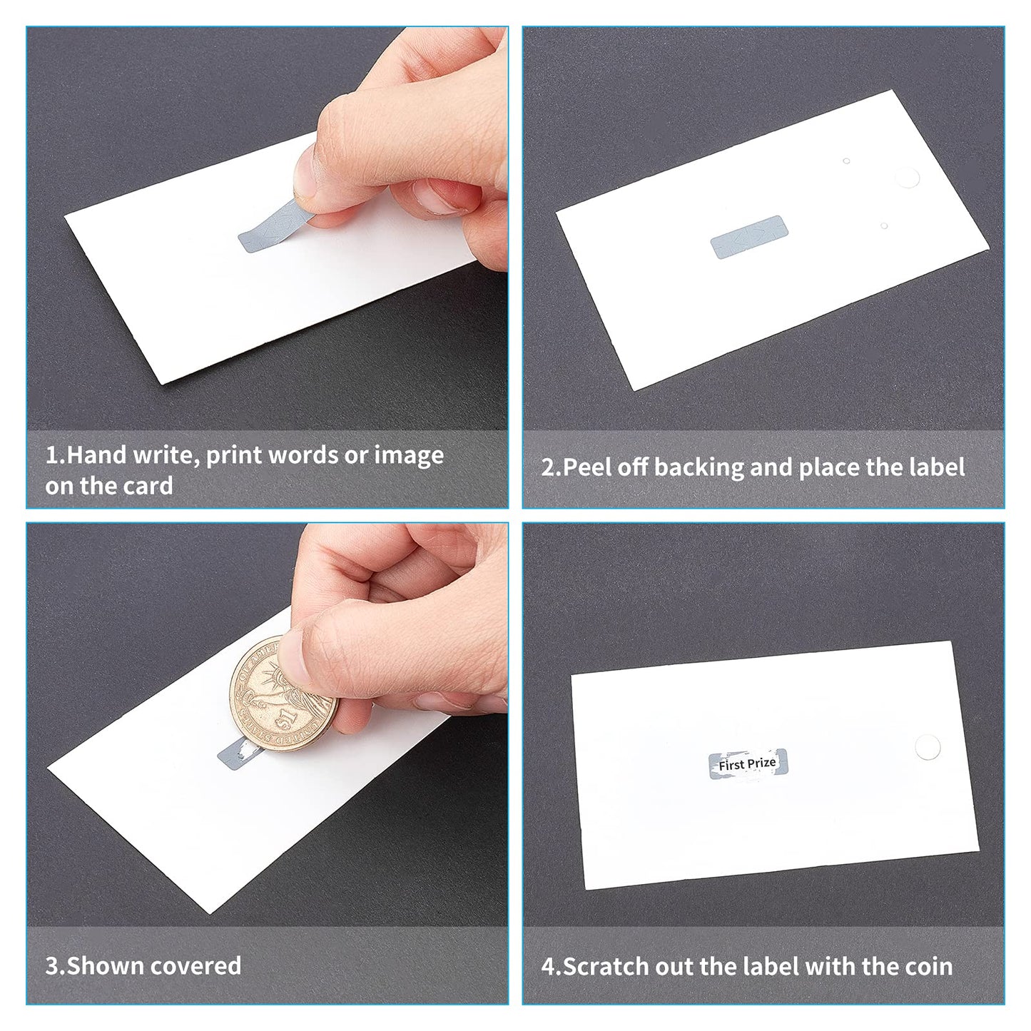 FINGERINSPIRE 3000pcs Silver Scratch Off Sticker Rectangle Labels 0.7x0.2 Inch, 3 Roll Designed to DIY Scraping Award Card, Raffles, Promotions, Wedding