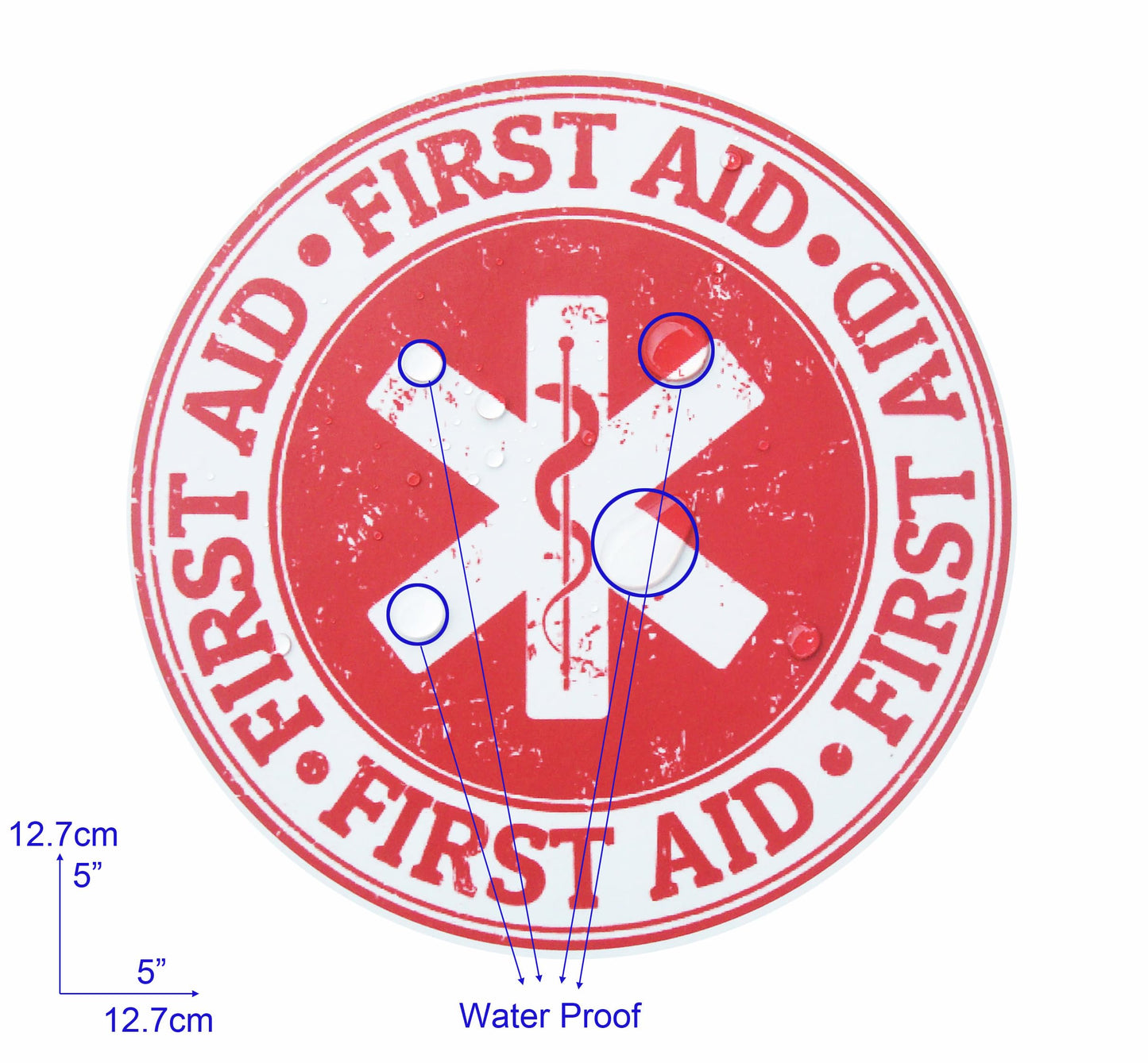 10 pcs 5'' X 5" First Aid Emergency Medicine Symbol Stamp Sticker Decal Design,Waterproof Emergency Treatment Labels, Bubble Free Self Adhesive Stickers