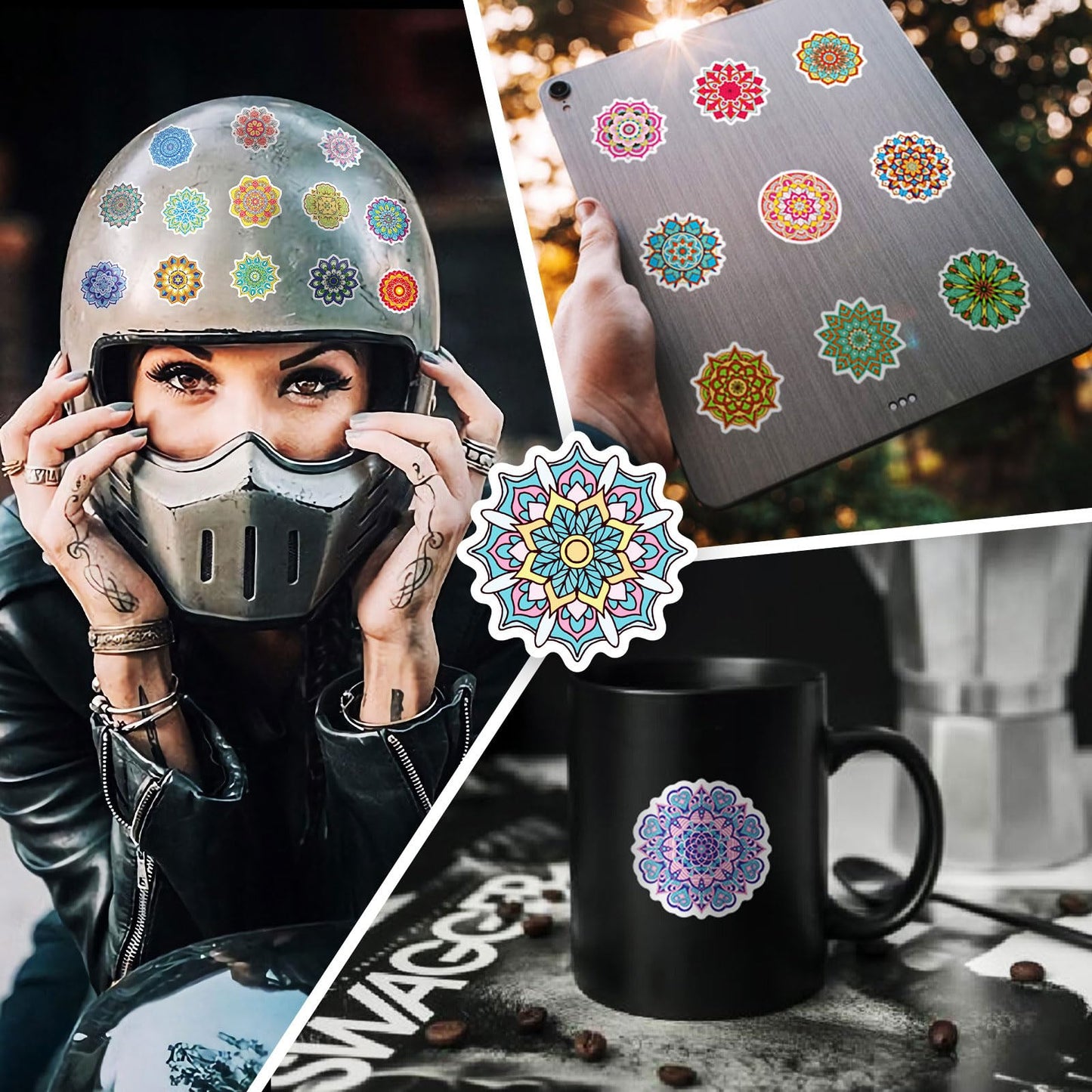 Happy Diwali Gift Stickers - 50pcs Mandala Labels Seals Decals for Kids Cards Envelopes Cookies Box and Gifts Wrapping Decoration