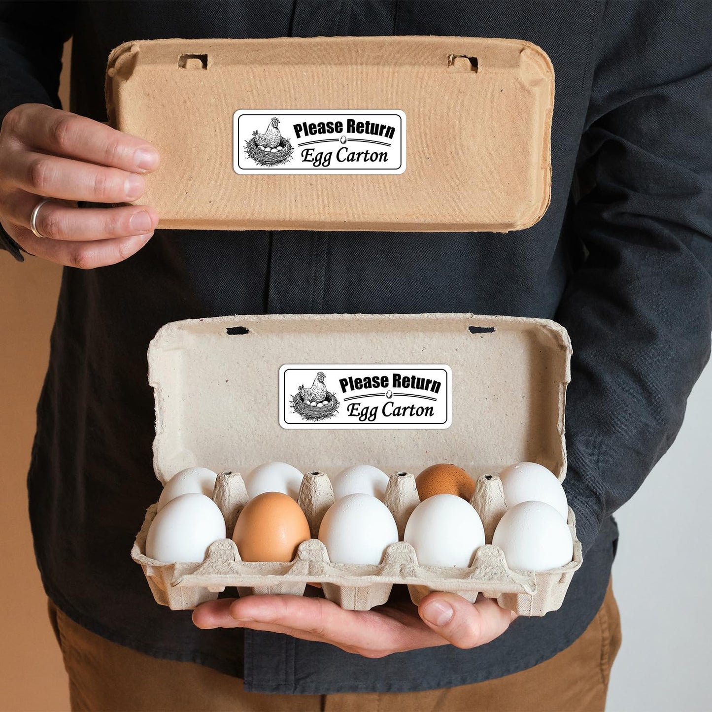 Fresh Farm Egg Packaging Set Include 500 Pcs Farm Fresh Eggs Carton Labels Roll 200 Pcs Double Sided Egg Handling Instruction Cards 500 Pcs Please Return Egg Carton Labels Stickers Roll