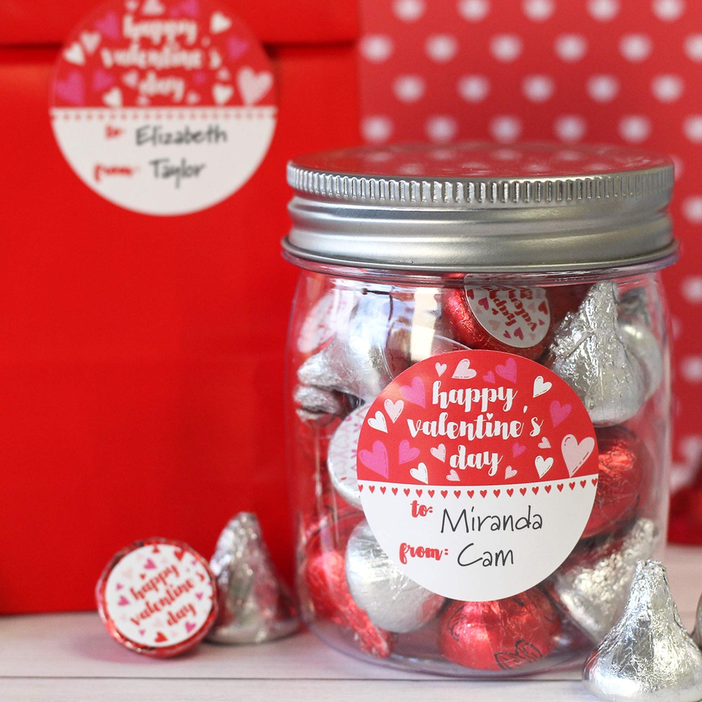 Valentine's Day Stickers for Kids, Red Heart Valentine Label Stickers, to from Valentines Stickers - 40 Count