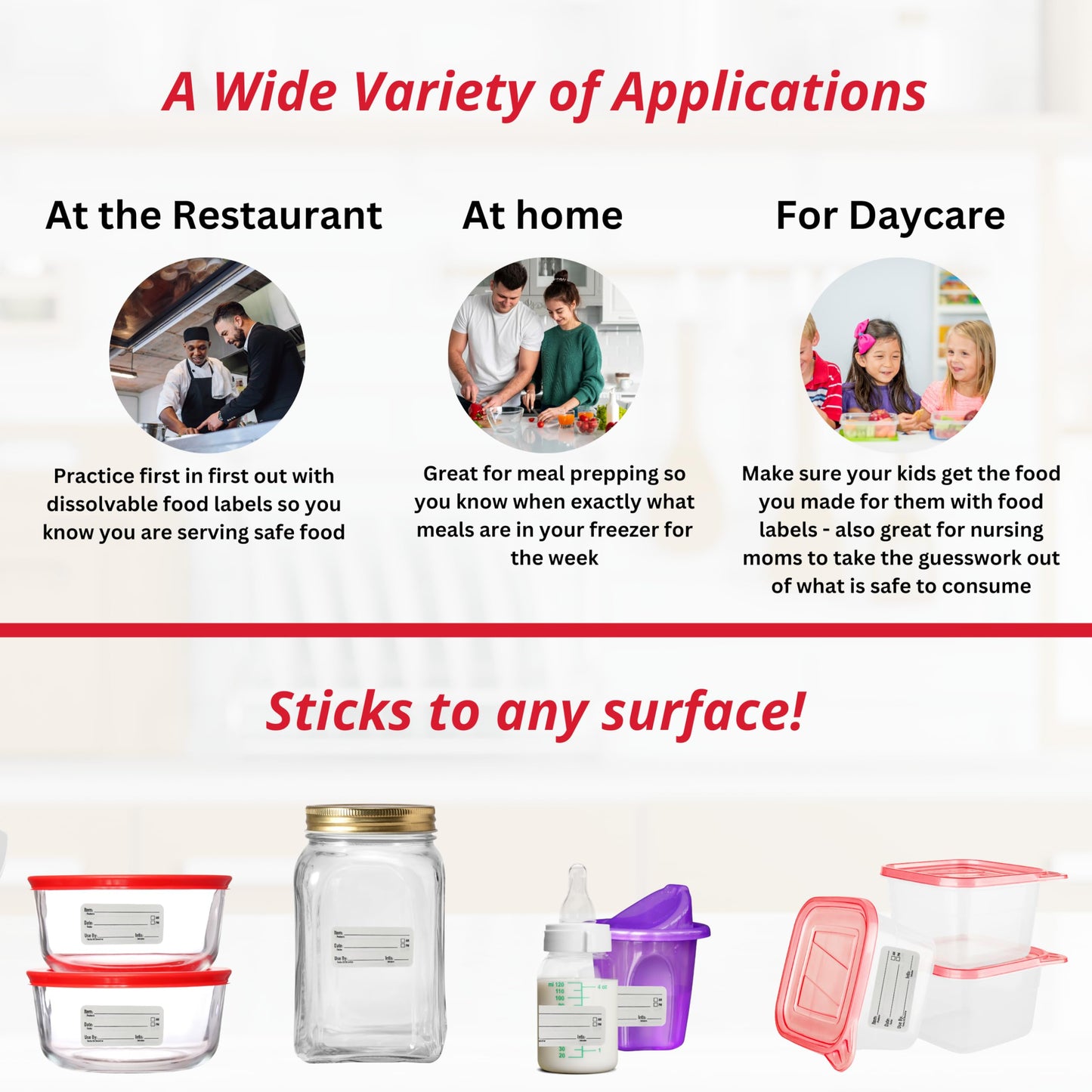 2x1 Dissolvable Labels for Food Storage - Container Stickers, Date Labels (250, Blank) 250 White