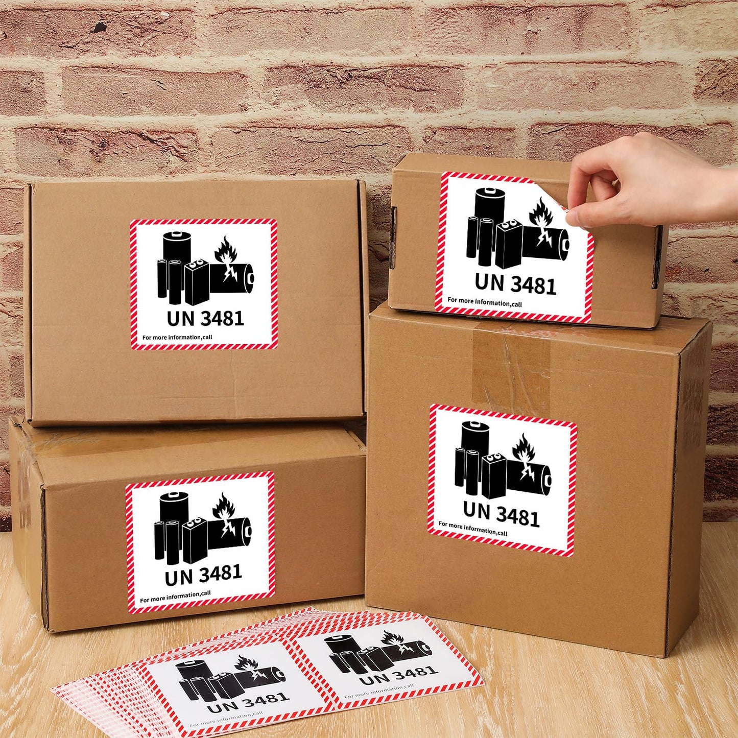 100 Pcs Lithium Ion Battery Caution Labels Un3481 Transport Caution Warning Stickers 4.7 x 4.3 Fragile Stickers for Shipping Lithium Batteries Strong Adhesive Safety 100