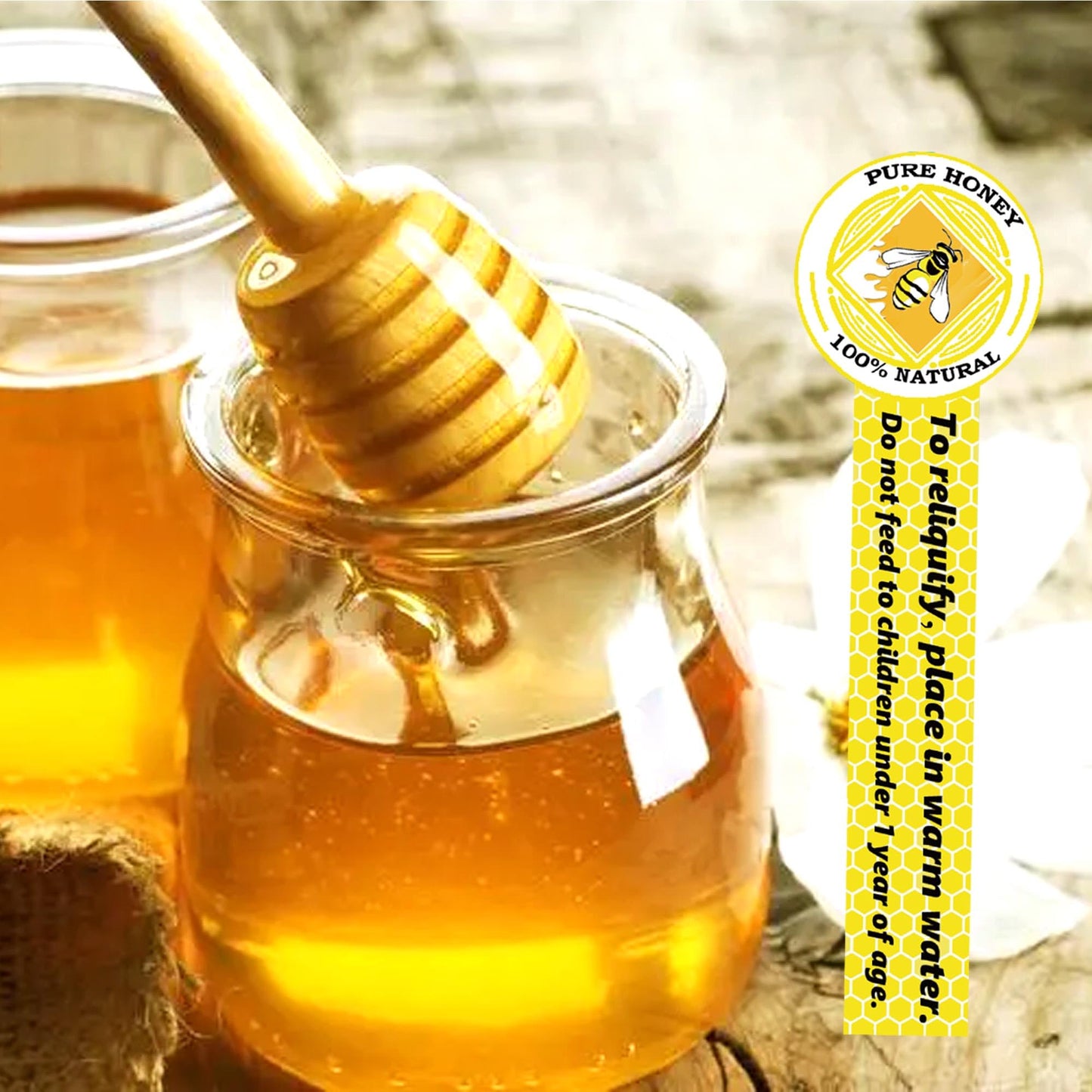 Tamper Proof Pure Honey Stickers 1 x 3.5 Inches Tamper Evident Seals Labels Honey Label Stickers for Honey Jars Bottle Lid Labelss 500Pcs Tampers Proof Honeys Labels Pure Honey Label