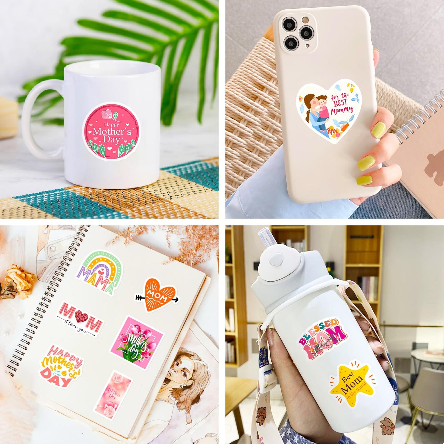 Mother's Day Stickers 50pcs - Waterproof & Self-Adhesive Decals for Gift Wrapping, Scrapbooking, Cards | Premium Quality, Easy Peel & Stick (Festival, Party, DIY) Mother's Day
