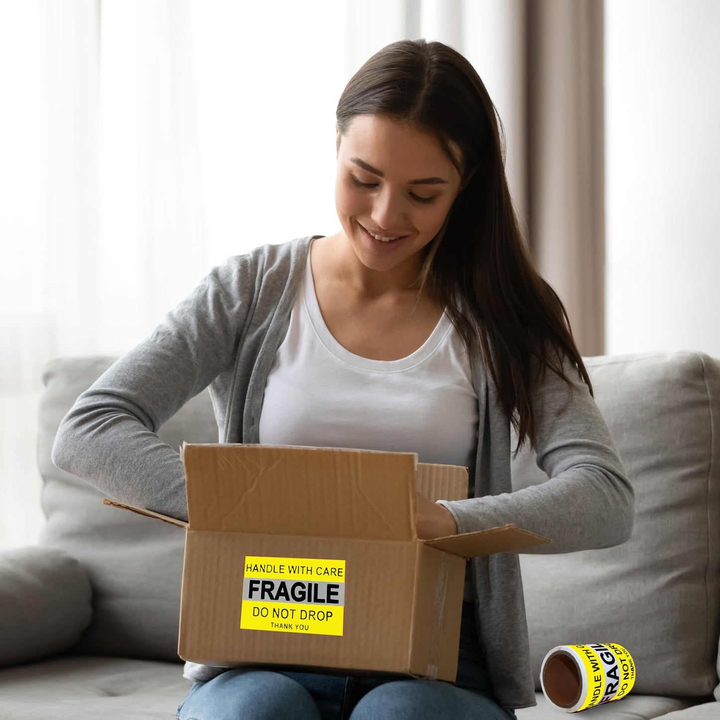 Yellow 4 x 6 Inch – 100 Do Not Drop – Fragile Stickers Roll, Easy Tear, Permanent Adhesive Warning Labels for Shipping Box, Carton, Parcel, Package, Pallet & More 4" x 6" - 100 Labels Yellow