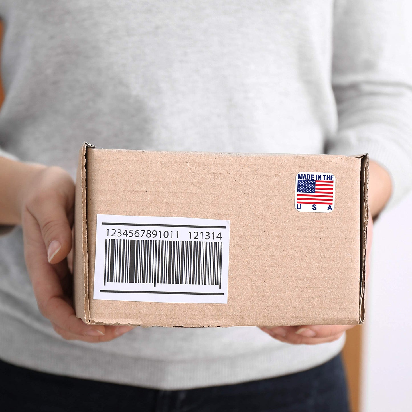 1" x 1" Made in The USA Stickers / 1000 American Manufacturer Labels Roll/Square USA Made Small Business Patriotic Packaging Label/Made in America