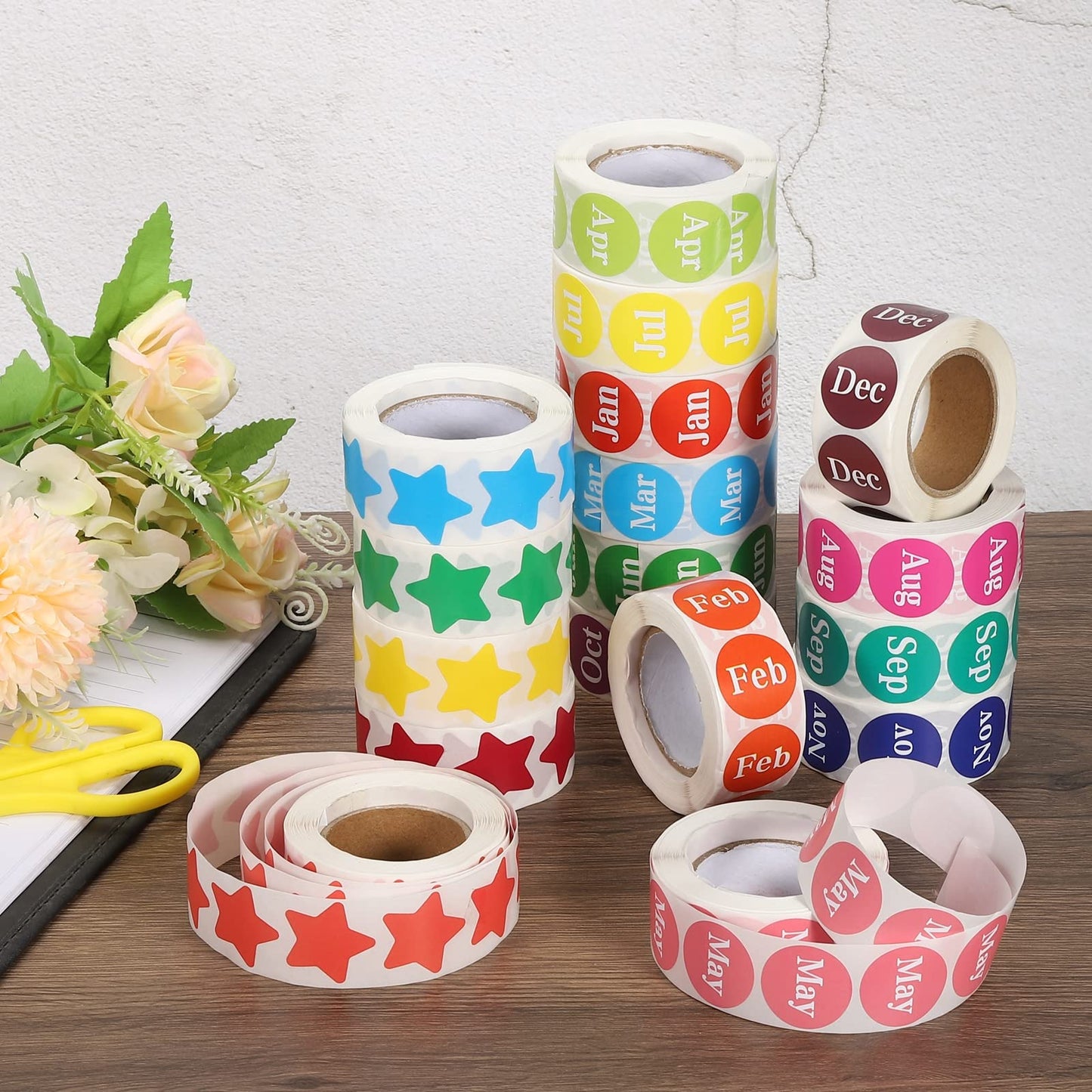 MECCANIXITY 1 Roll Star Stickers 1 Inch DIY Adhesive PVC Labels for Notes, Greeting Cards, Gift Boxes, 500 Count/Roll Purple