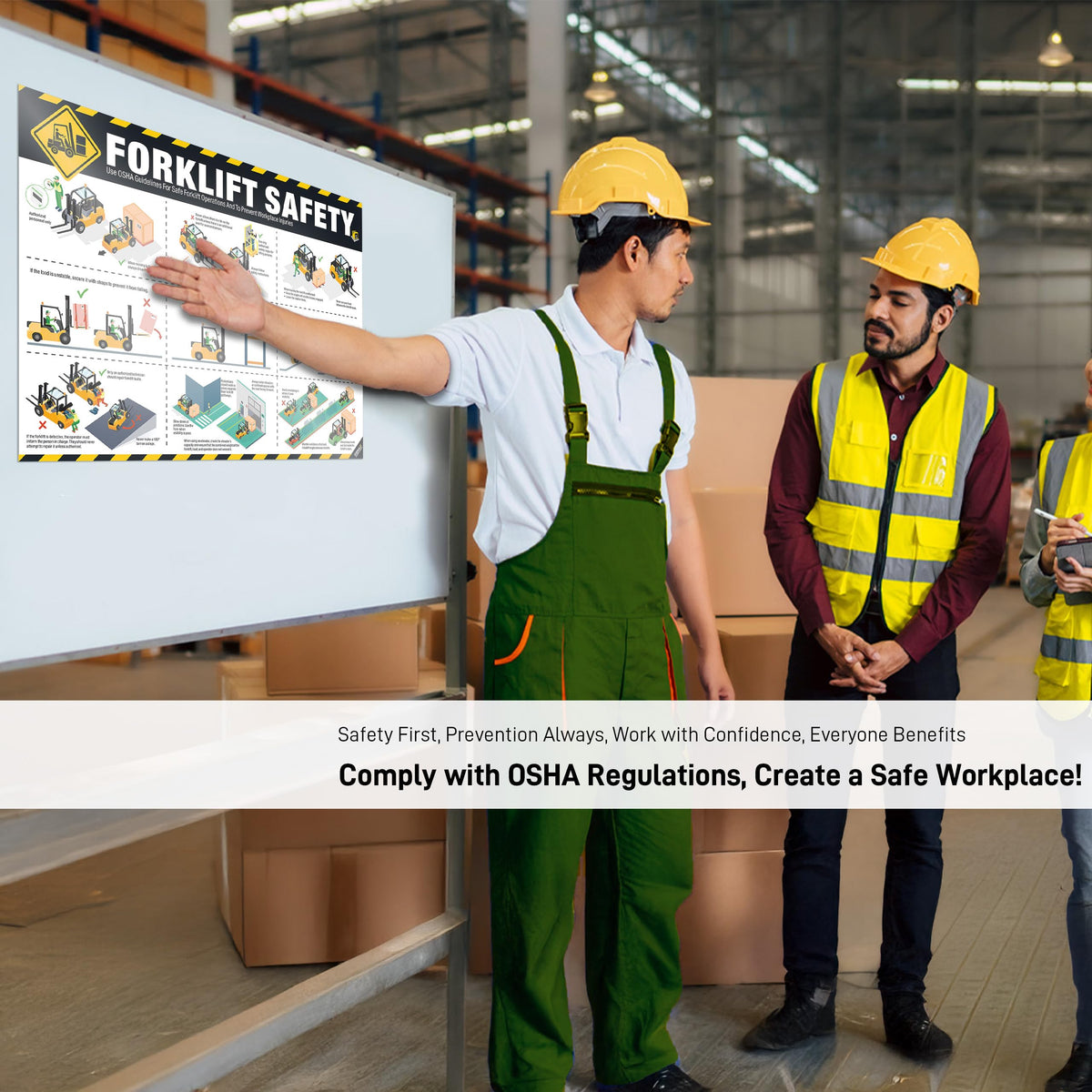 Forklift Safety Poster – OSHA Compliance Guide for Workplace & Warehouse, Forklift Operation Rules, Forklifts Safe Rules Poster 18"x24", Industrial Poster Waterproof, Tear-Resistant