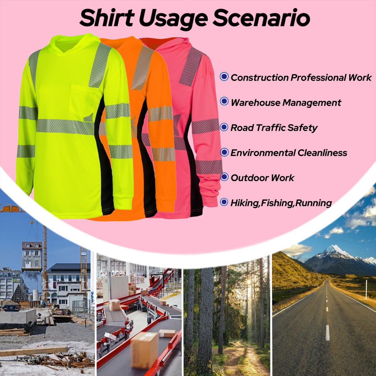 Safety Reflective Shirts for Women ANSI Class 2 Hi Vis Long Sleeve High Visibility Work T Shirts with Hood X-Large Yellow