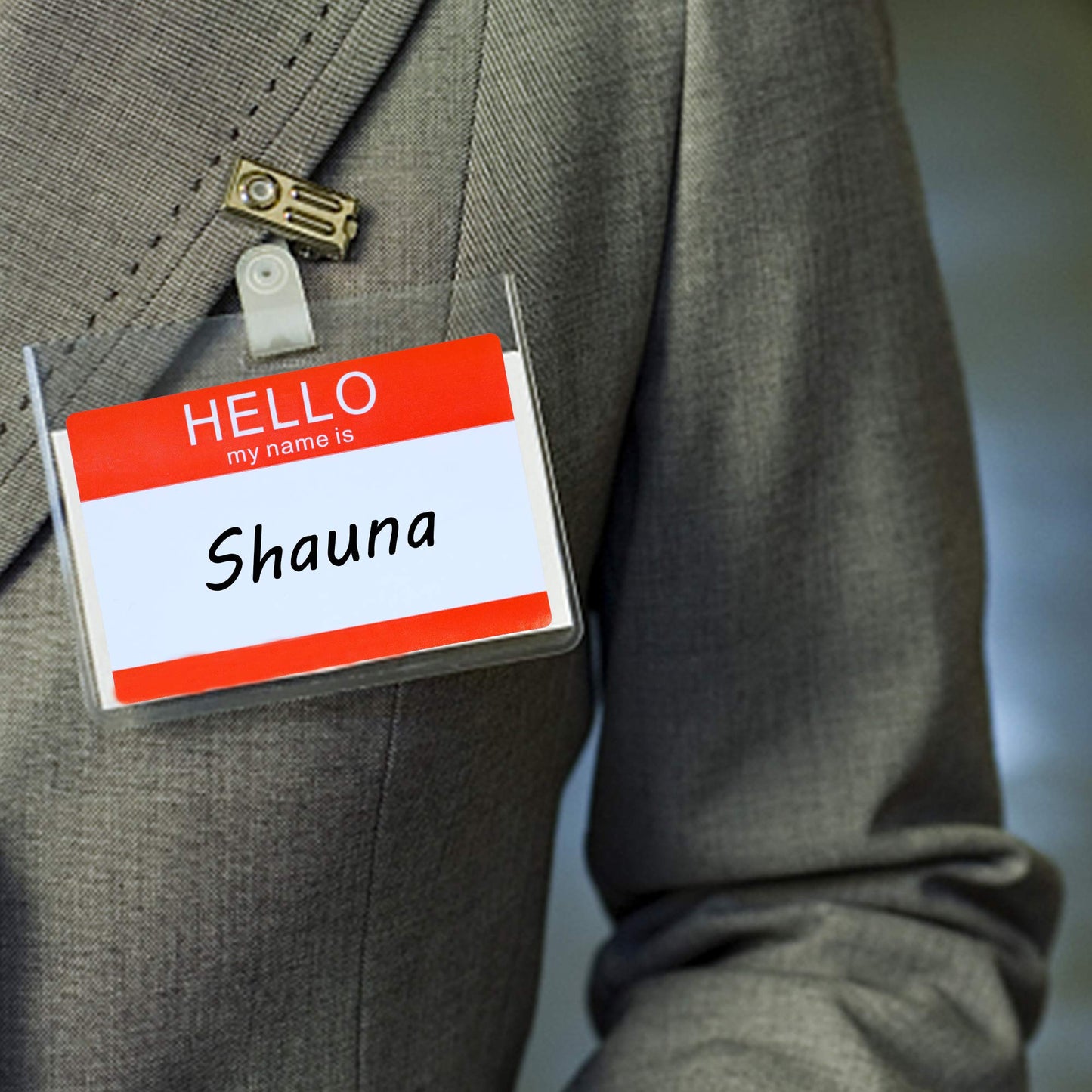 Hybsk Hello My Name Is Red Name Tag Identification Stickers 3-1/2” x 2-3/8” Total 200 Labels Per Roll (Red)