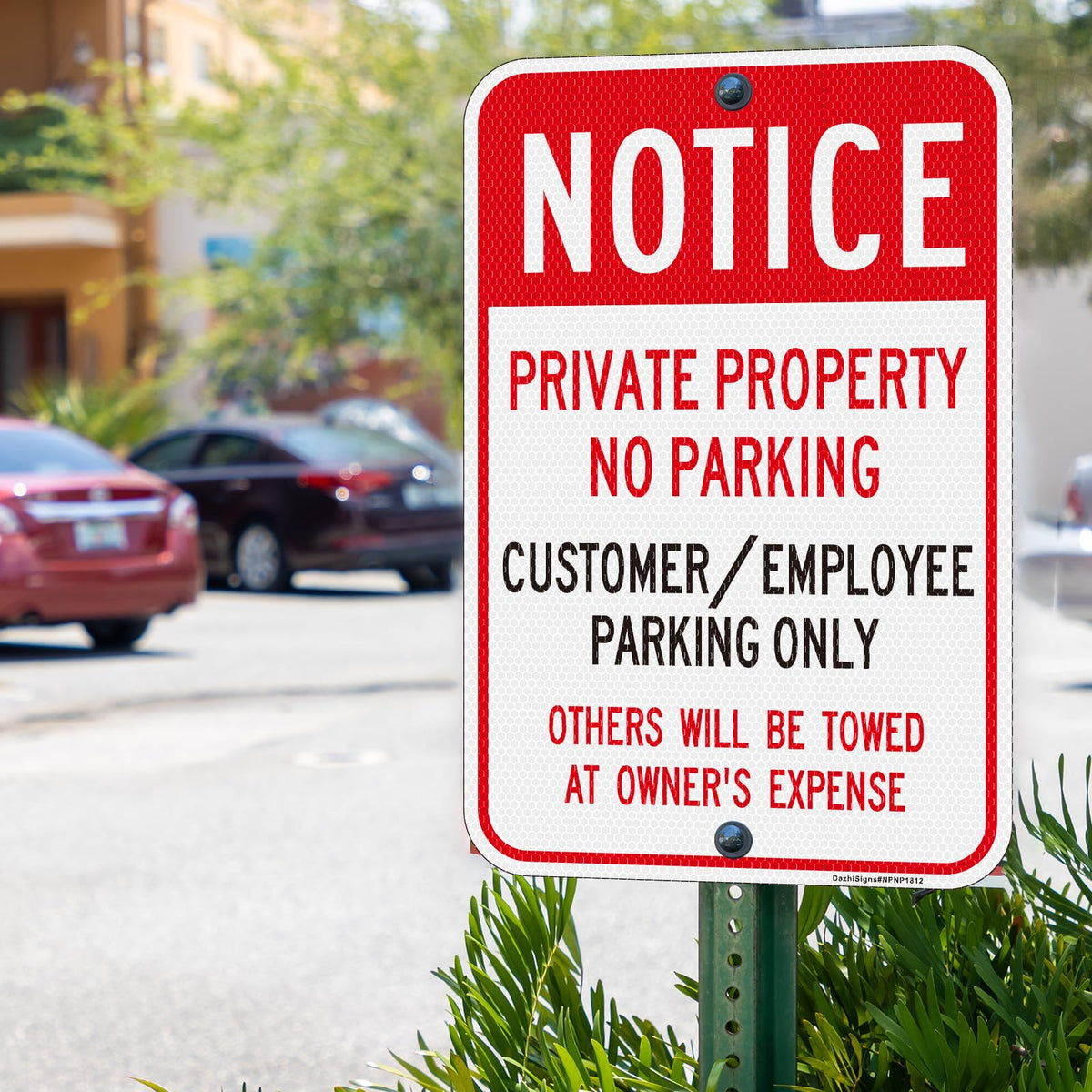 Notice - Private Property No Parking Sign, Customer/Employee Parking Only Sign, 2Pack-18"x12" Engineer Grade Rust Free Reflective Aluminum, Fade Resistant, Weatherproof,UV Protected, Easy to Mount