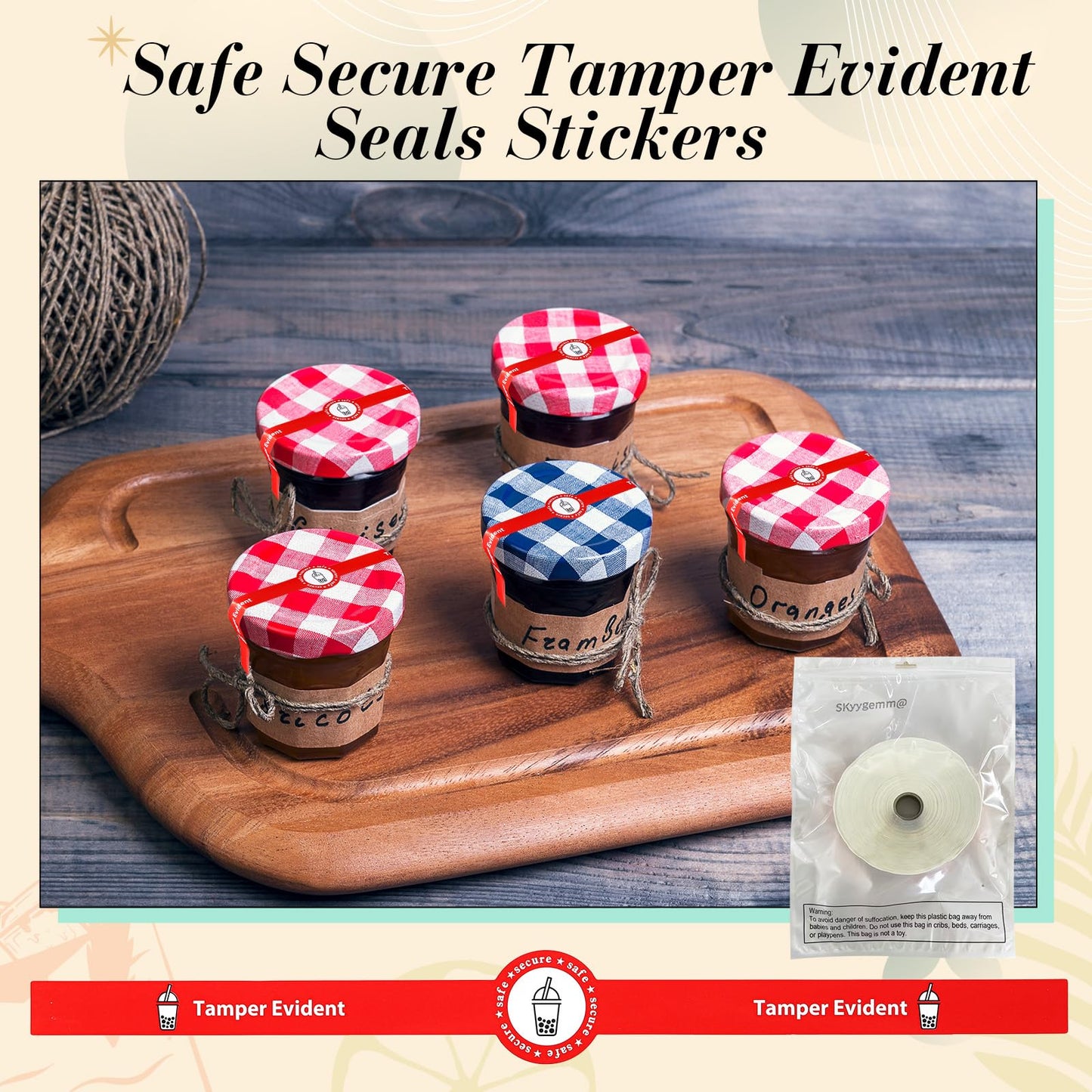 Tamper Evident Tape Safe Secure Tamper Evident Stickers for Drink Lids 1" x 9" Food Delivery Stickers Sealed for Freshness Labels Drink Food Proof Tape(Red,500 Pcs) 500 Red
