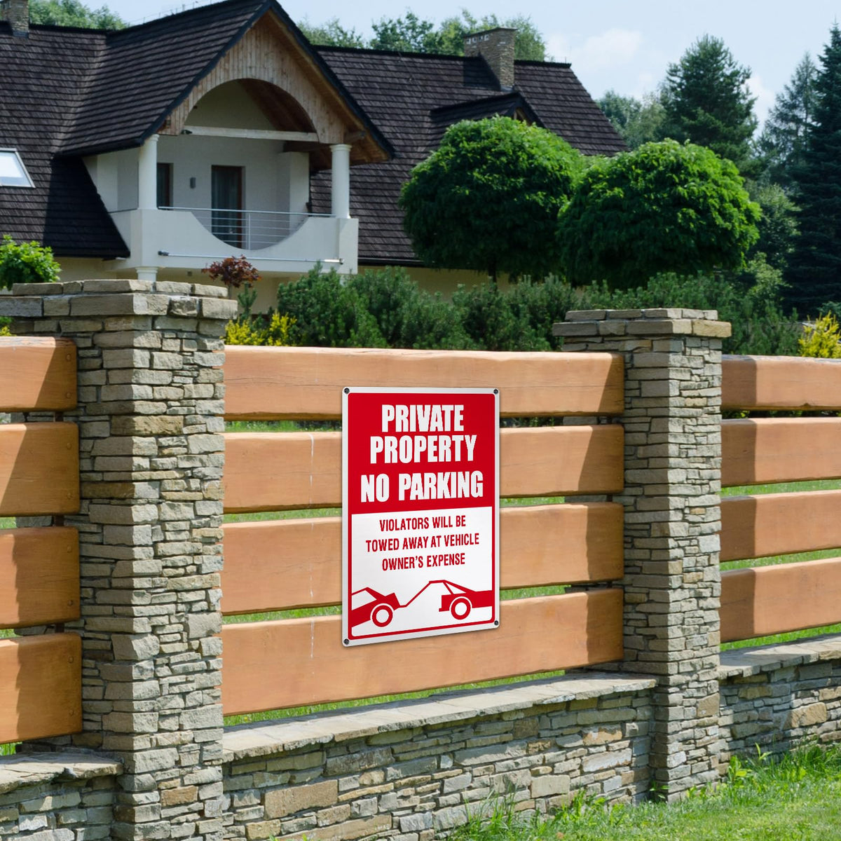 Outus 3 Pieces No Parking Sign, 18 x 12 Inches Reflective Private Property Sign Violators Will Be Towed, Rust Free Aluminum, UV Protected, Weather Resistant, Waterproof, Durable Ink, Easy to Mount