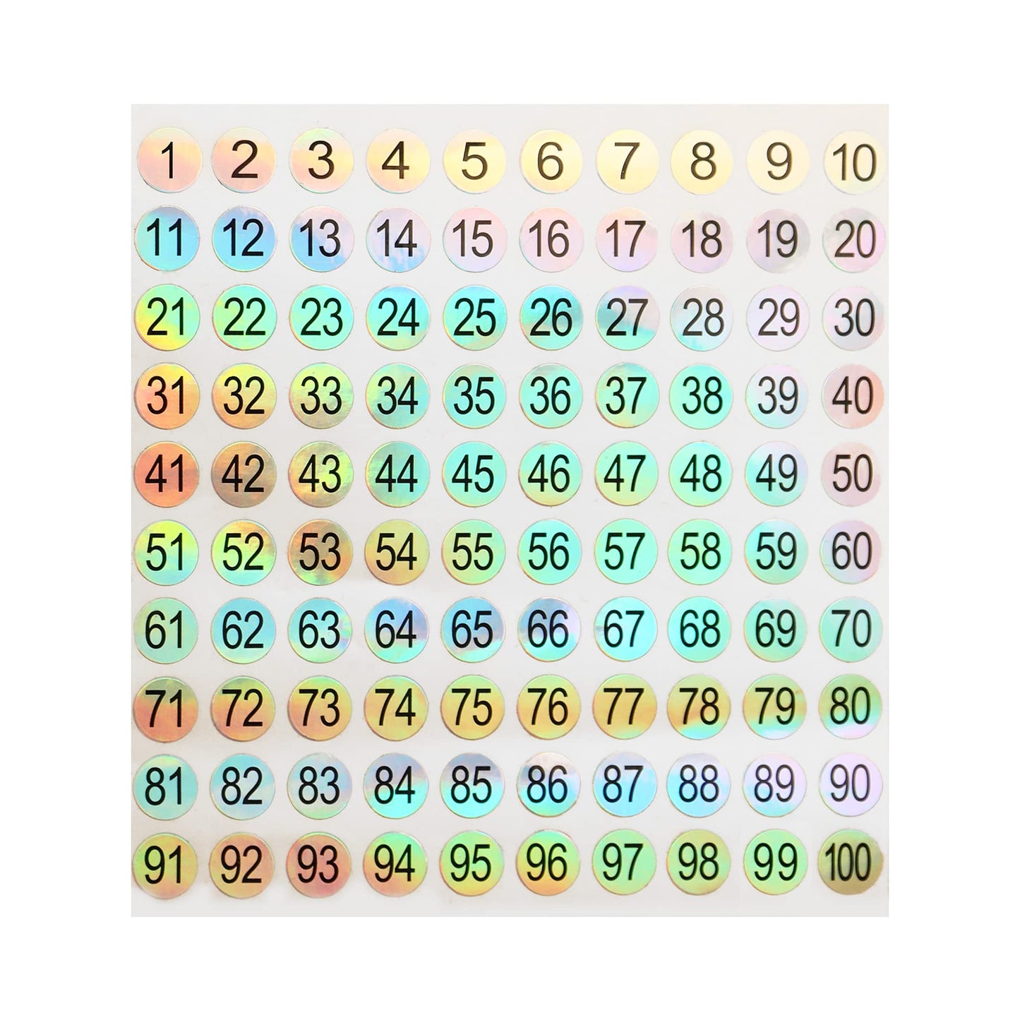 10 Sheet Number Stickers, Self-Adhesive Small Round Office Labels, Reflective Laser Numbered Stickers for Inventory Storage, Nail Polish Bottles, Swatch Sticks & Lipsticks