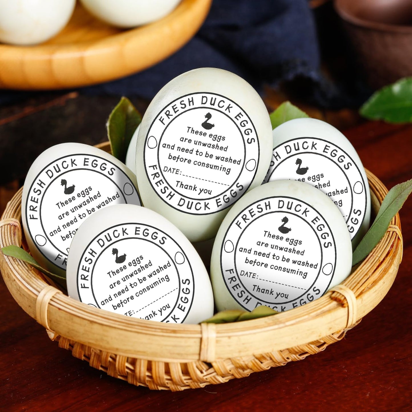 500pcs Unwashed Duck Egg Carton Labels, 2in Round Farm Fresh Egg Carton Stickers with Collection Date Self-Adhesive Egg Packaging Labeling