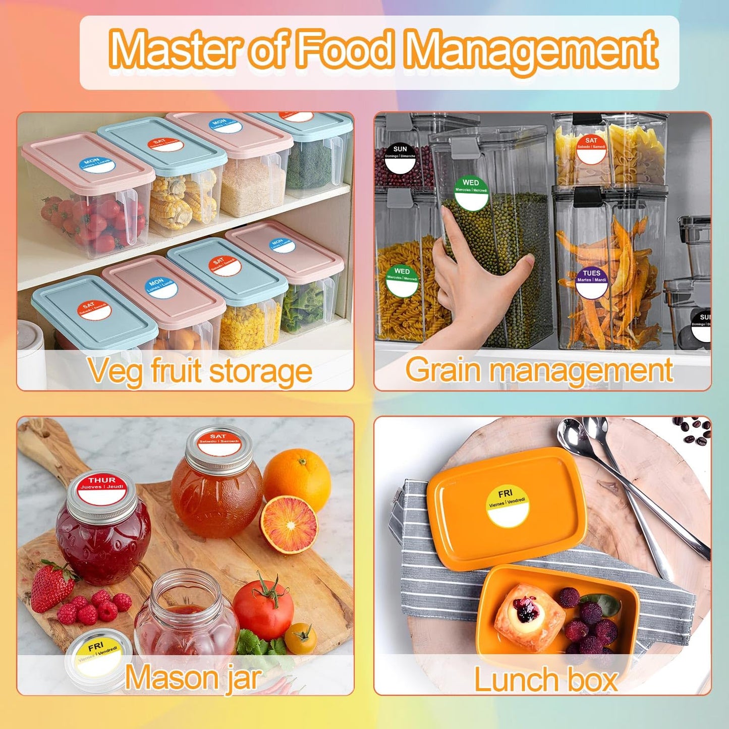 7 Days of The Week Labels 1 Inch Color Coding Food Rotation Labels - Self Adhesive Mon, Tue, Wed, Thurs, Fri, Sat Sun Day Label 700 Pcs Day Stickers