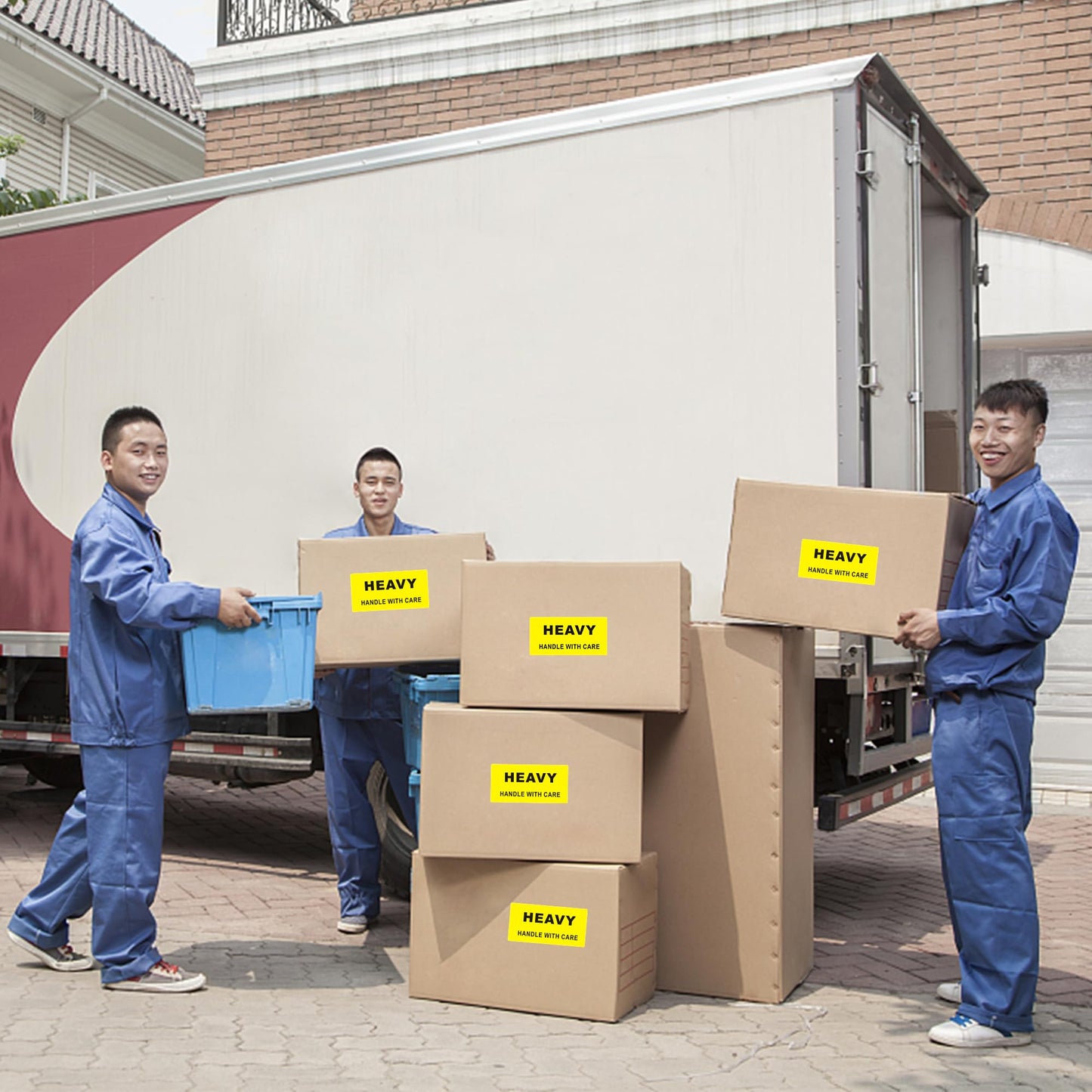 2×4 Inch Heavy Stickers Handle with Care Shipping & Handling Labels Production Warehouse Pallet Warning Labels Yellow - 200 Stickers Per Roll 1 Roll