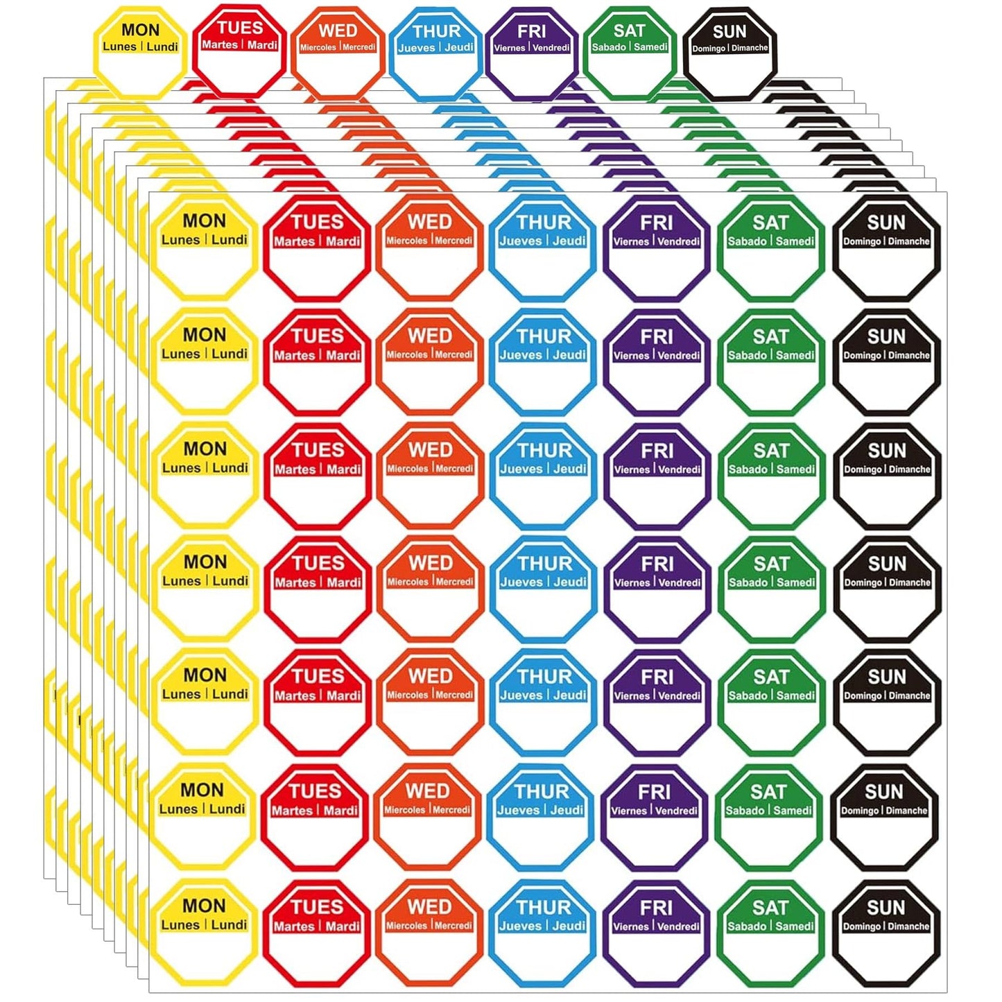 7 Days of The Week Labels Color Coding Food Rotation Dot Stickers-Mon, Tue, Wed, Thurs, Fri, Sat Sun Day Labels-1 Inch Color-Coded Tab Weekly Labels 700 Pcs Color Coding Dot Self Adhesive Stickers 1 Inch Colorful