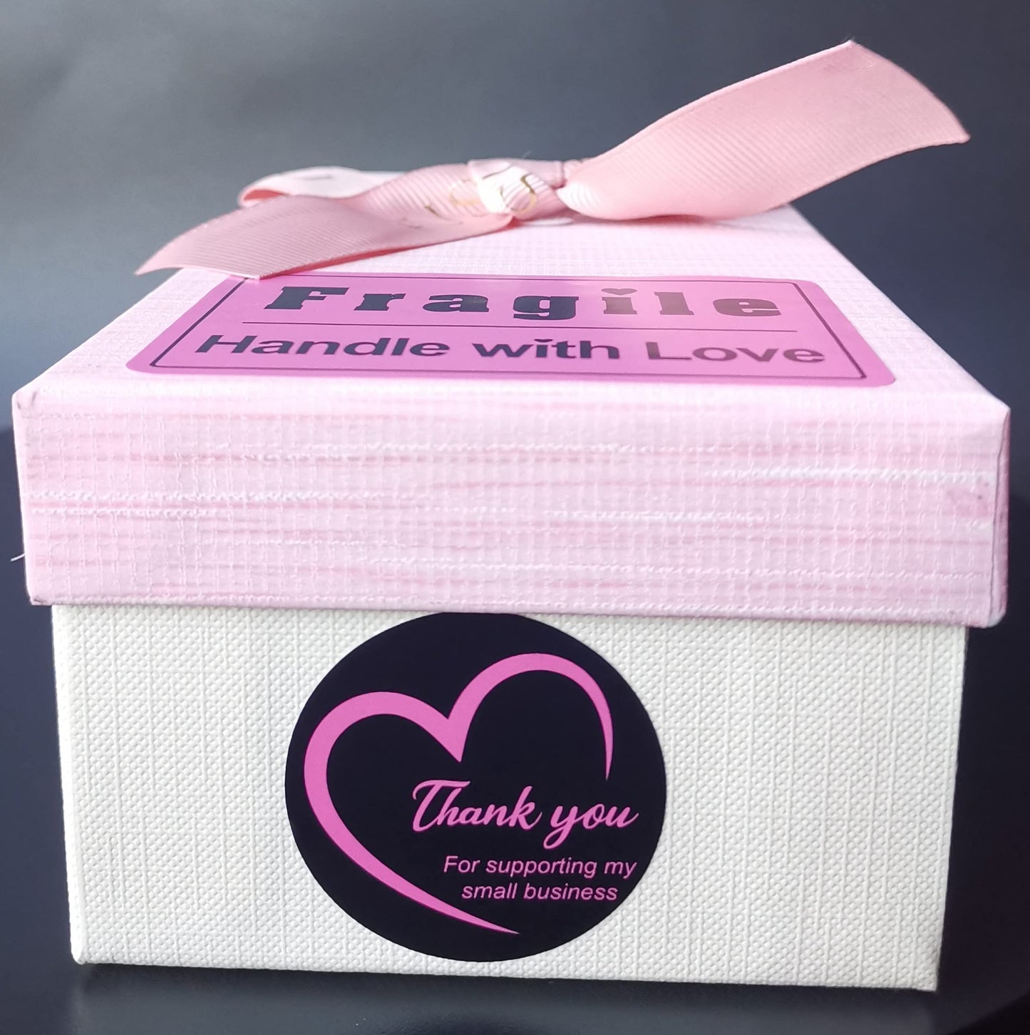 Thank You for Supporting My Small Business Sticker Labels, MeshaKippa Black 1.5" 600pcs Cute Black Pink Thank You for Supporting Stickers for Small Business