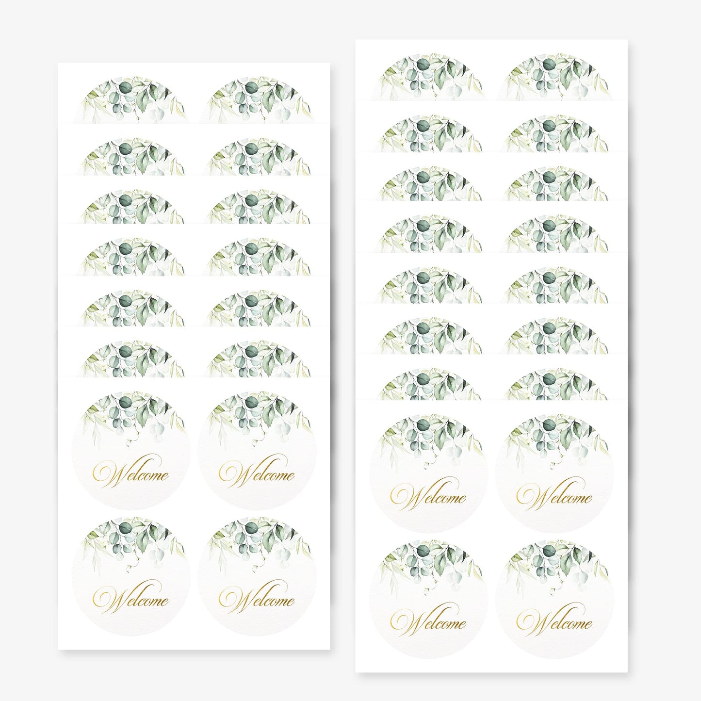 Mobiusea Creation Welcome Stickers | 2 inch | Gold Foil | 60pcs Waterproof Greenery Welcome Bag Stickers for Wedding, Bridal Shower, Birthday, Baby Shower, Party Gift Bags
