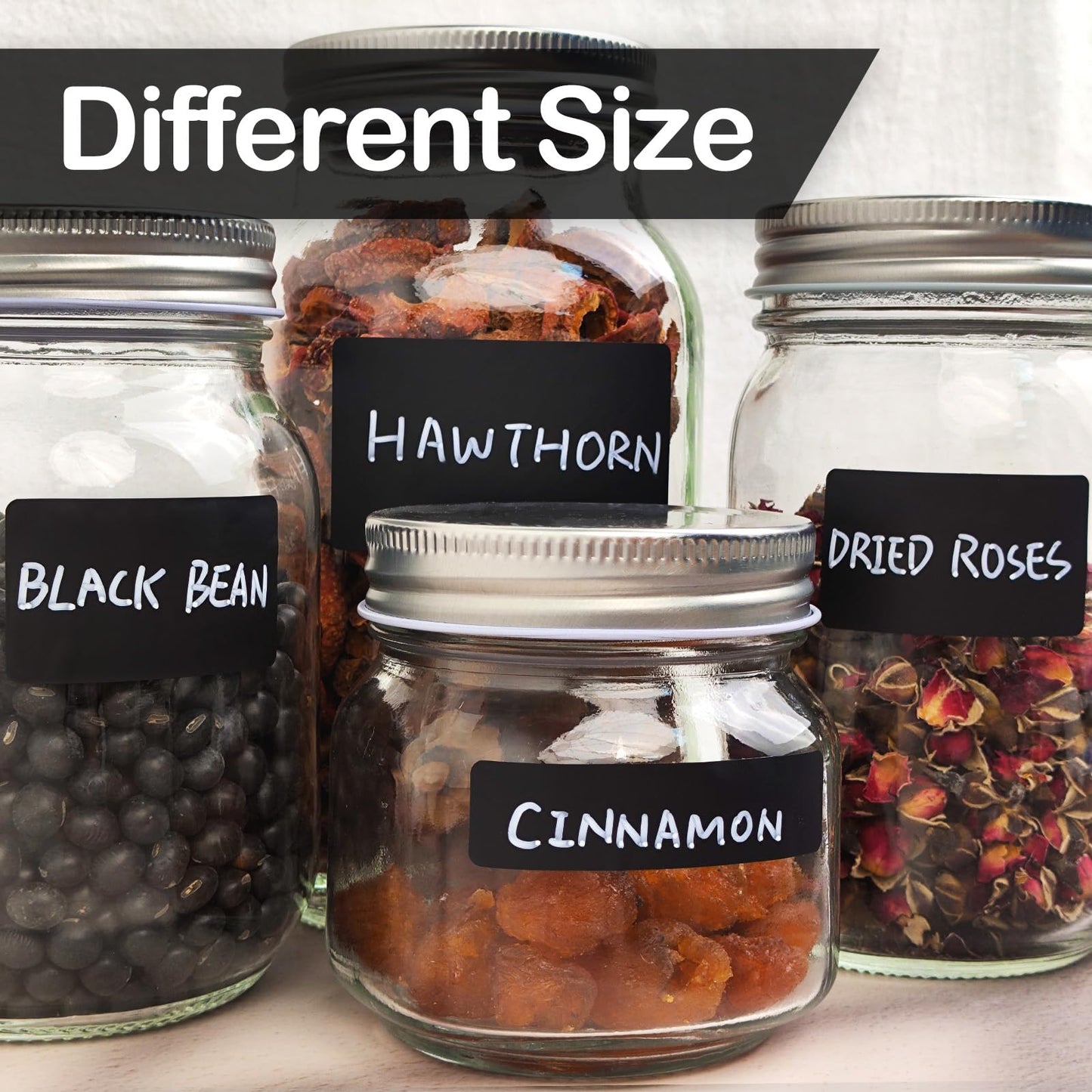170Pcs Black Removable Labels for Jars,for Storage Bins,for Food Containers with 2 Liquid Chalk Marker(Black)