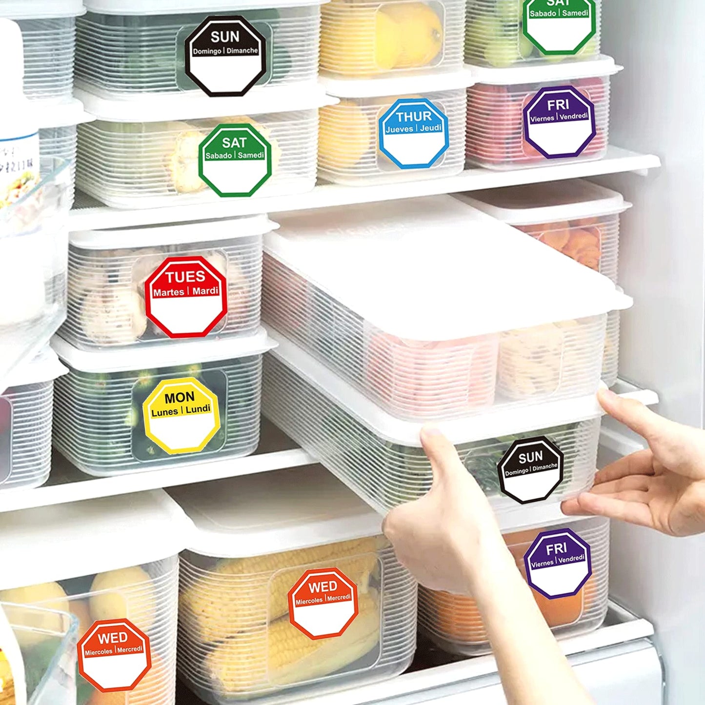 7 Days of The Week Labels Color Coding Food Rotation Dot Stickers-Mon, Tue, Wed, Thurs, Fri, Sat Sun Day Labels-1 Inch Color-Coded Tab Weekly Labels 700 Pcs Color Coding Dot Self Adhesive Stickers 1 Inch Colorful