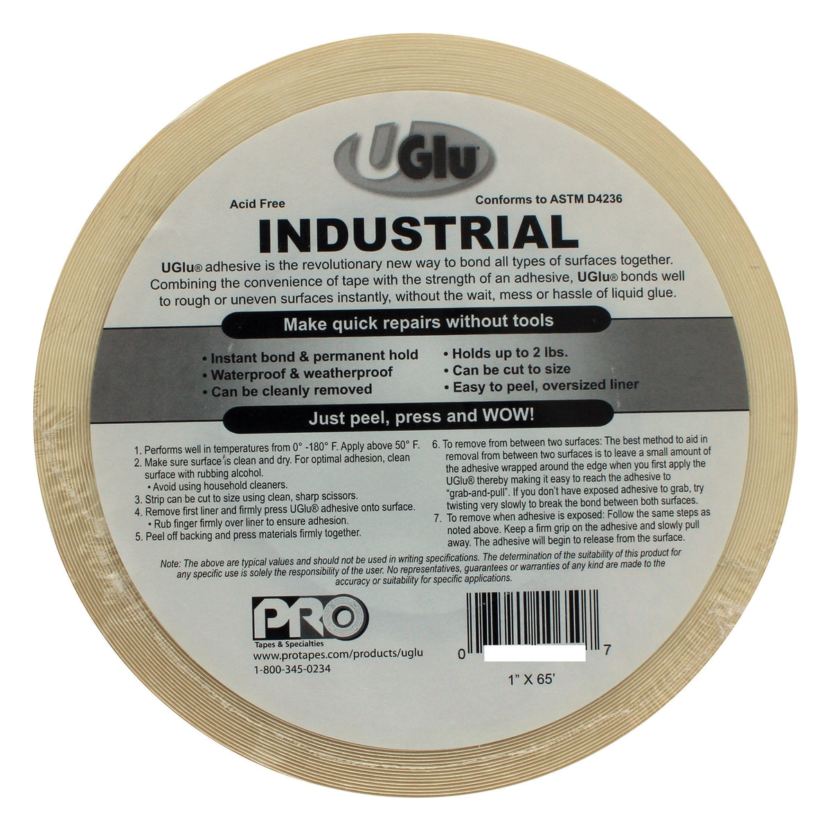ProTapes 306UGLU1065 UGlu 20 Mil Roll 3" Core 1" Wide x 65' 20 mils x 1 inch x 65 feet