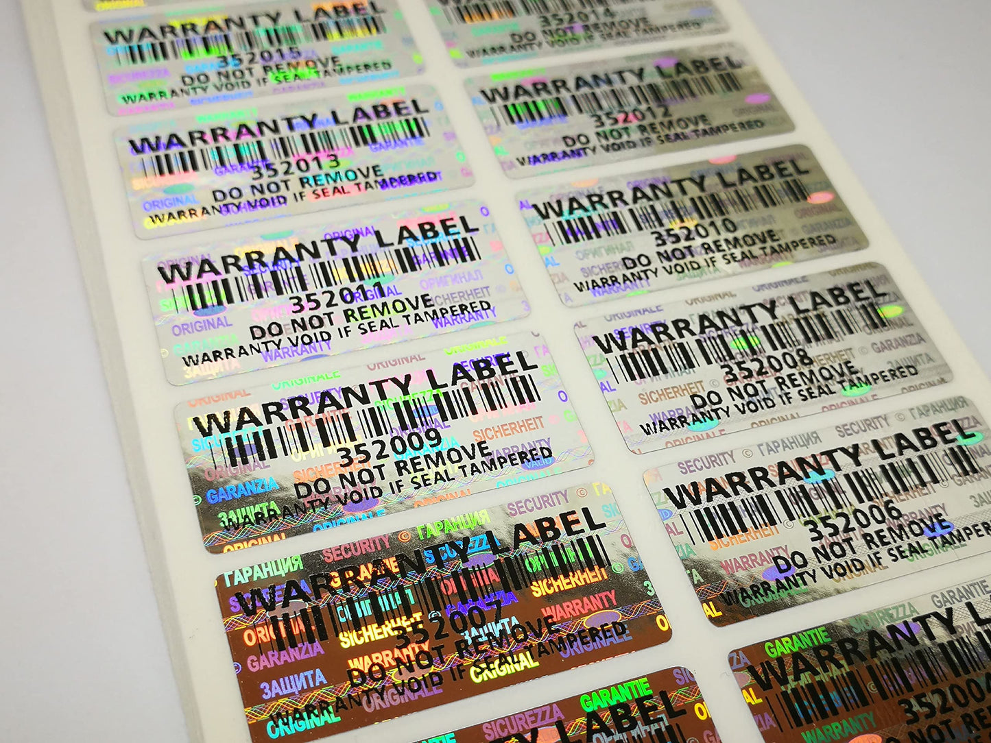 250 pcs Silver Security Seal 1.26 x 0.59 Inch, Void Hologram Stickers, Warranty Tamper evident Holographic Labels