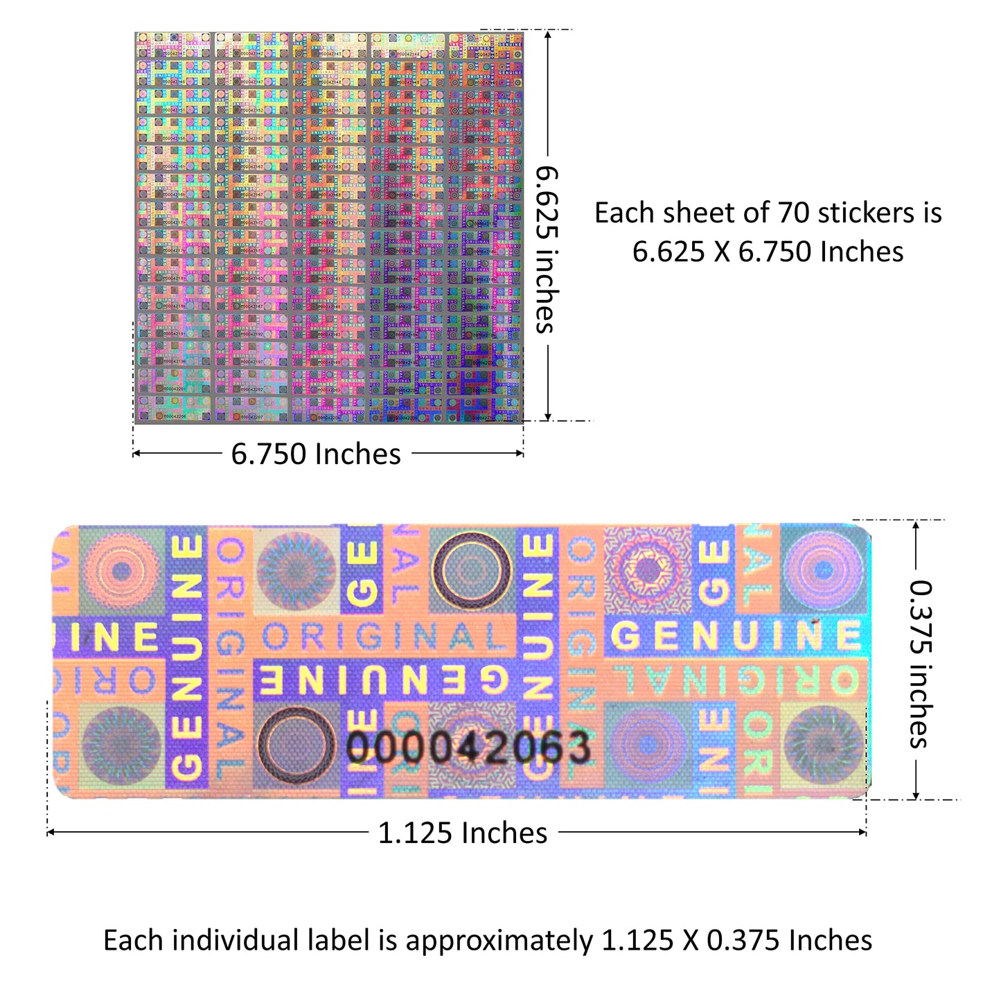 210 Tamper Proof Stickers, Tamper Evident Stickers. Genuine Original Holographic Security Seal, Tamper Resistant Hologram Foil Tape Feature with Serial Numbers. Strong Adhesive. (210 Stickers) 210 Stickers