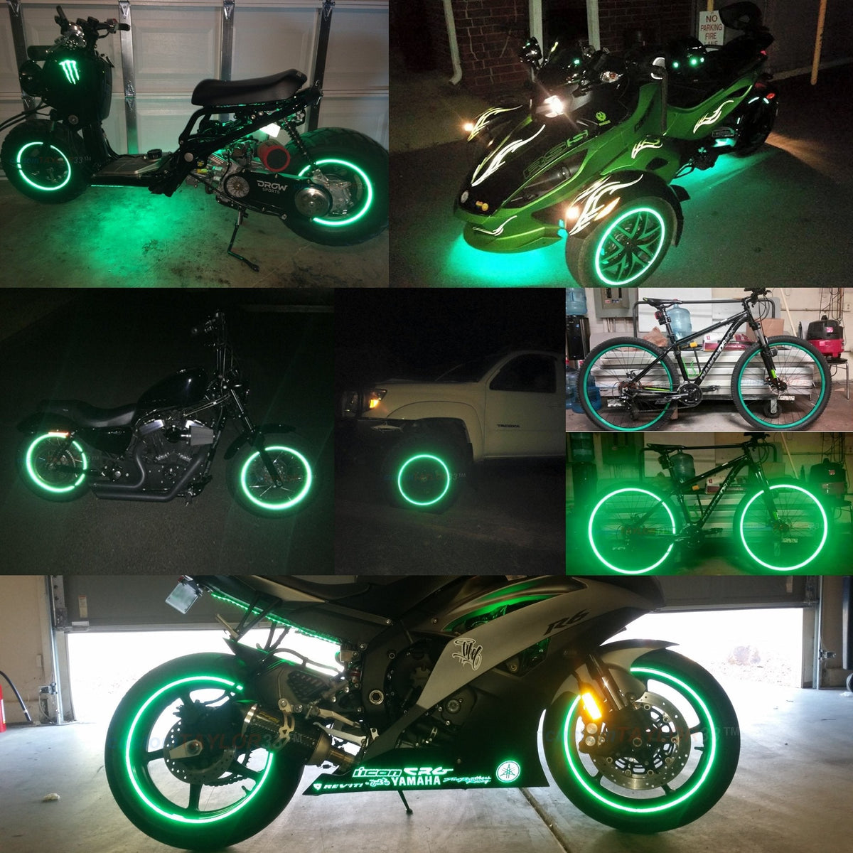 customTAYLOR33 (All Vehicles Green High Intensity Grade Reflective Copyrighted Safety Rim Tapes (Must Select Your Rim Size), 16"/18" (Combination Rim Size) 16"/18" (Combination Rim Size)