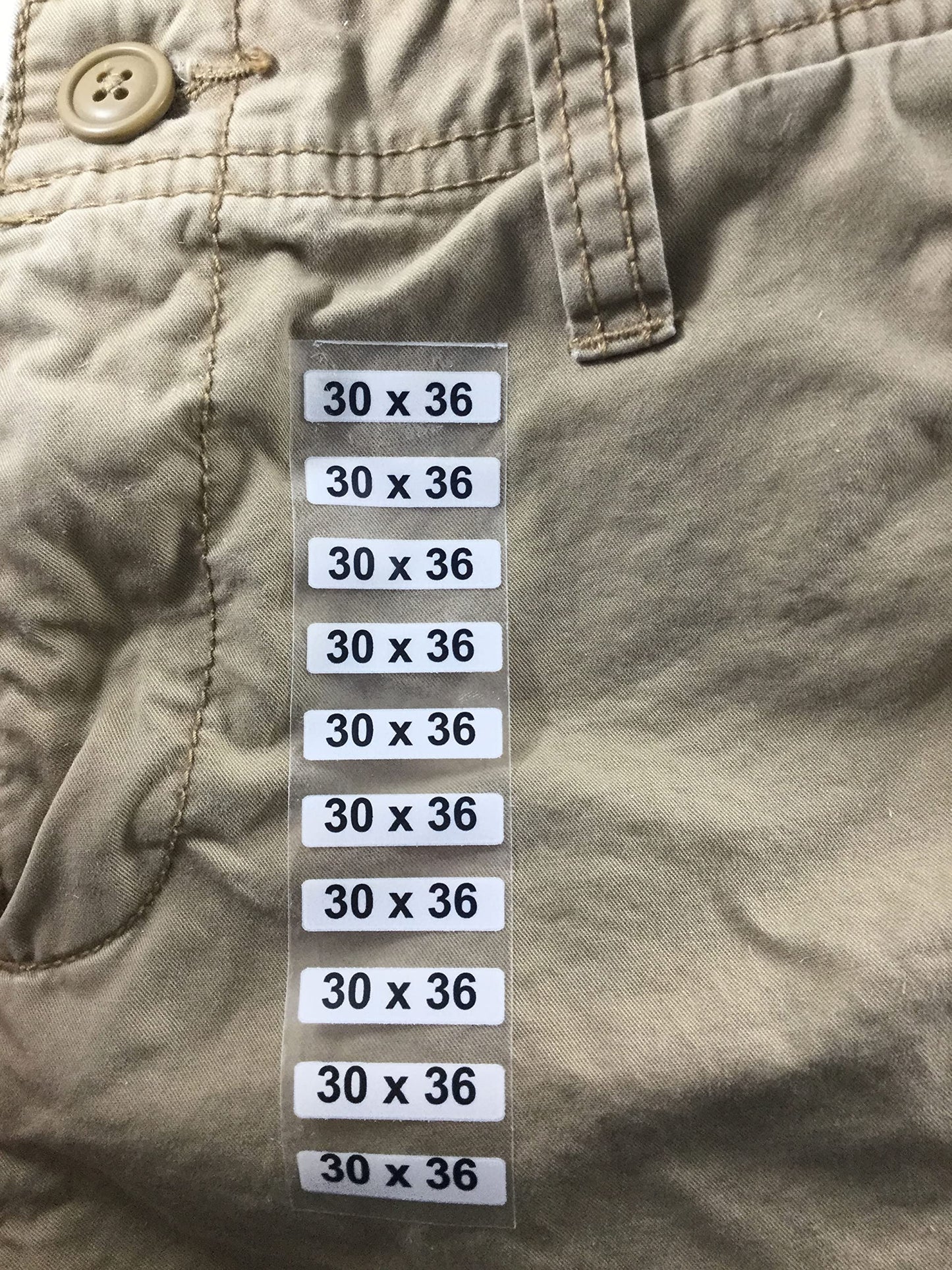 30 x 36 Men's Pants Clothing Size Strip Labels 1.25 x 5 125 Total Stickers 30 X 36