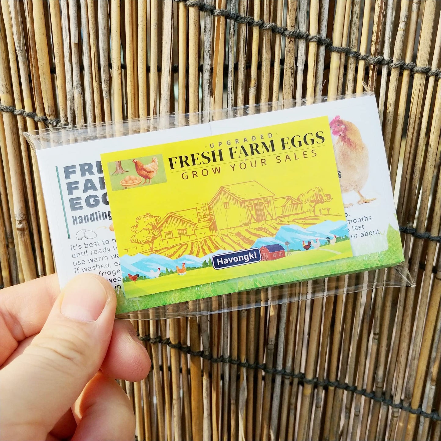 Havongki 200 Pack Premium Fresh Farm Eggs Handling Instructions Stickers Labels Care Accessories | Egg Blank Cartons 4 6 12 15 18 30 48 50 Count Basket Box Container Storing Extra Organizer -M11SS200